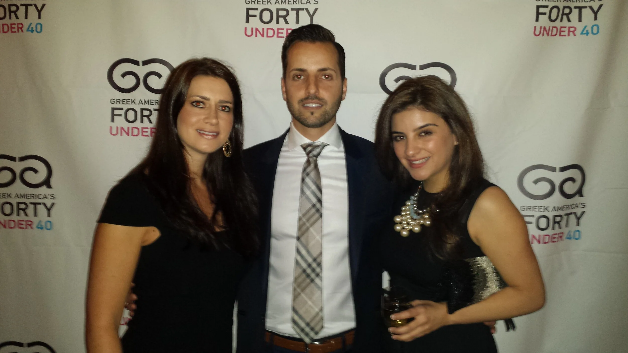With George’s wife, Constandina Stroumboulis (right) and recipient Christina Hioureas (left).