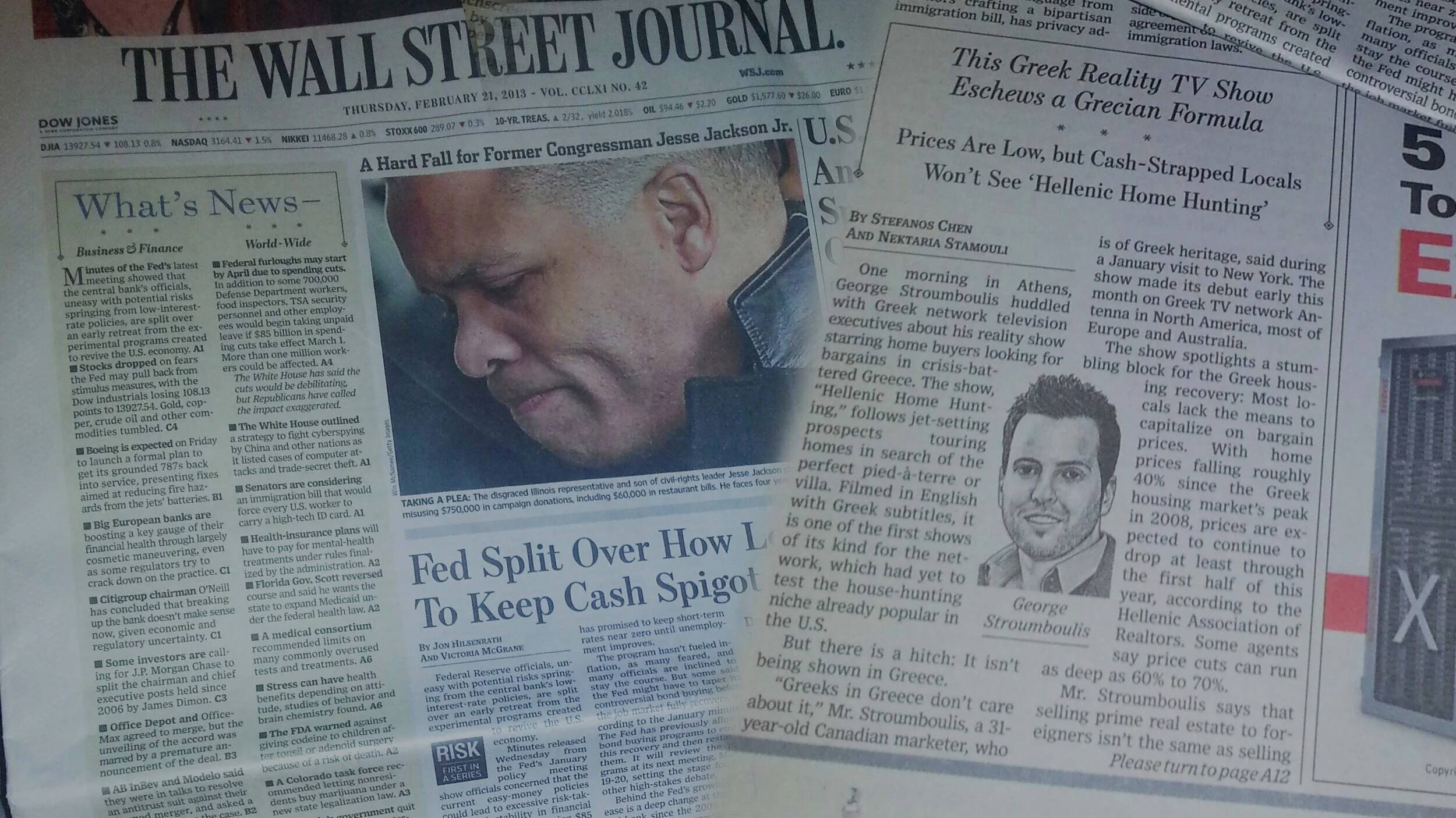 COVER OF THE WALL STREET JOURNAL