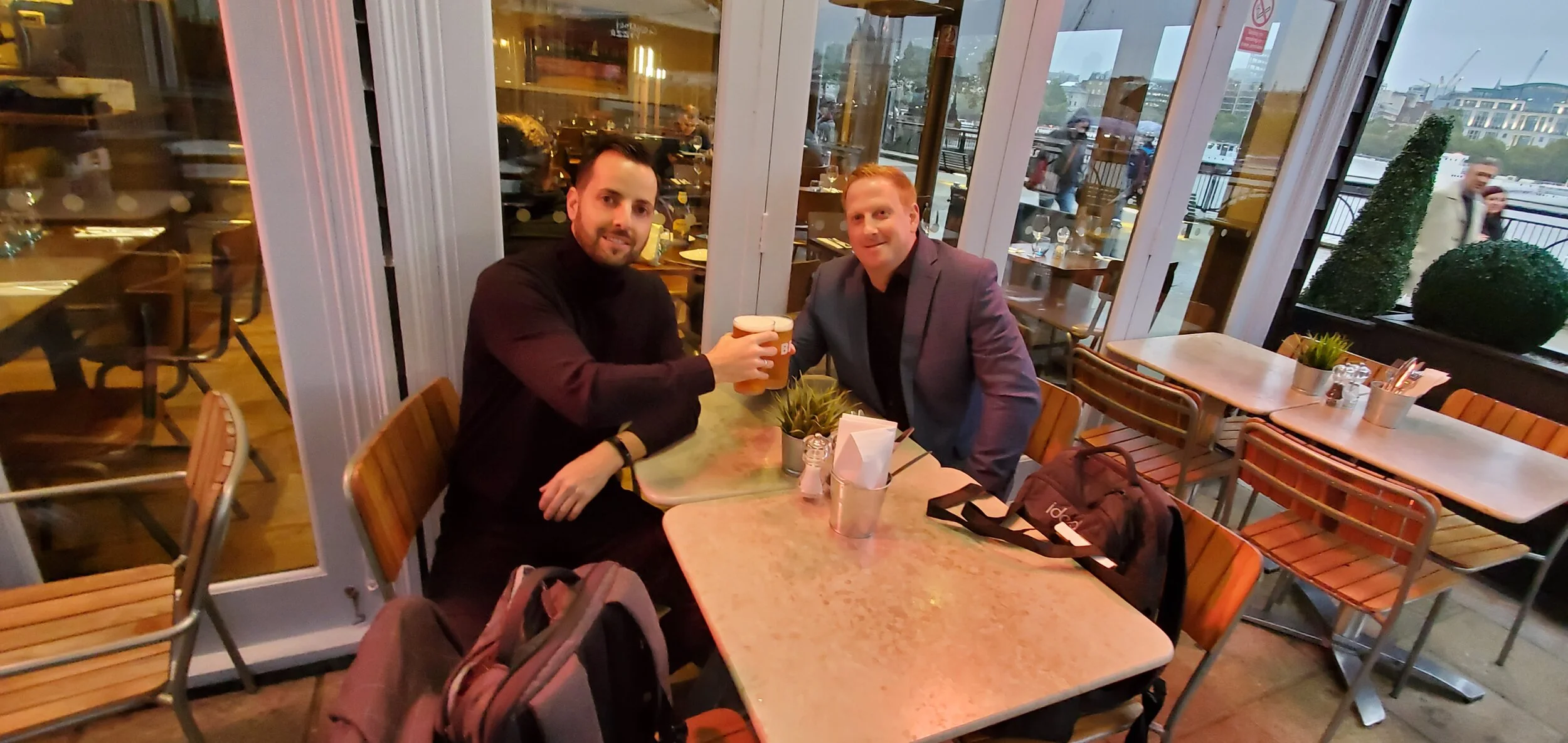In London consuming some beers and Fish & Chips.