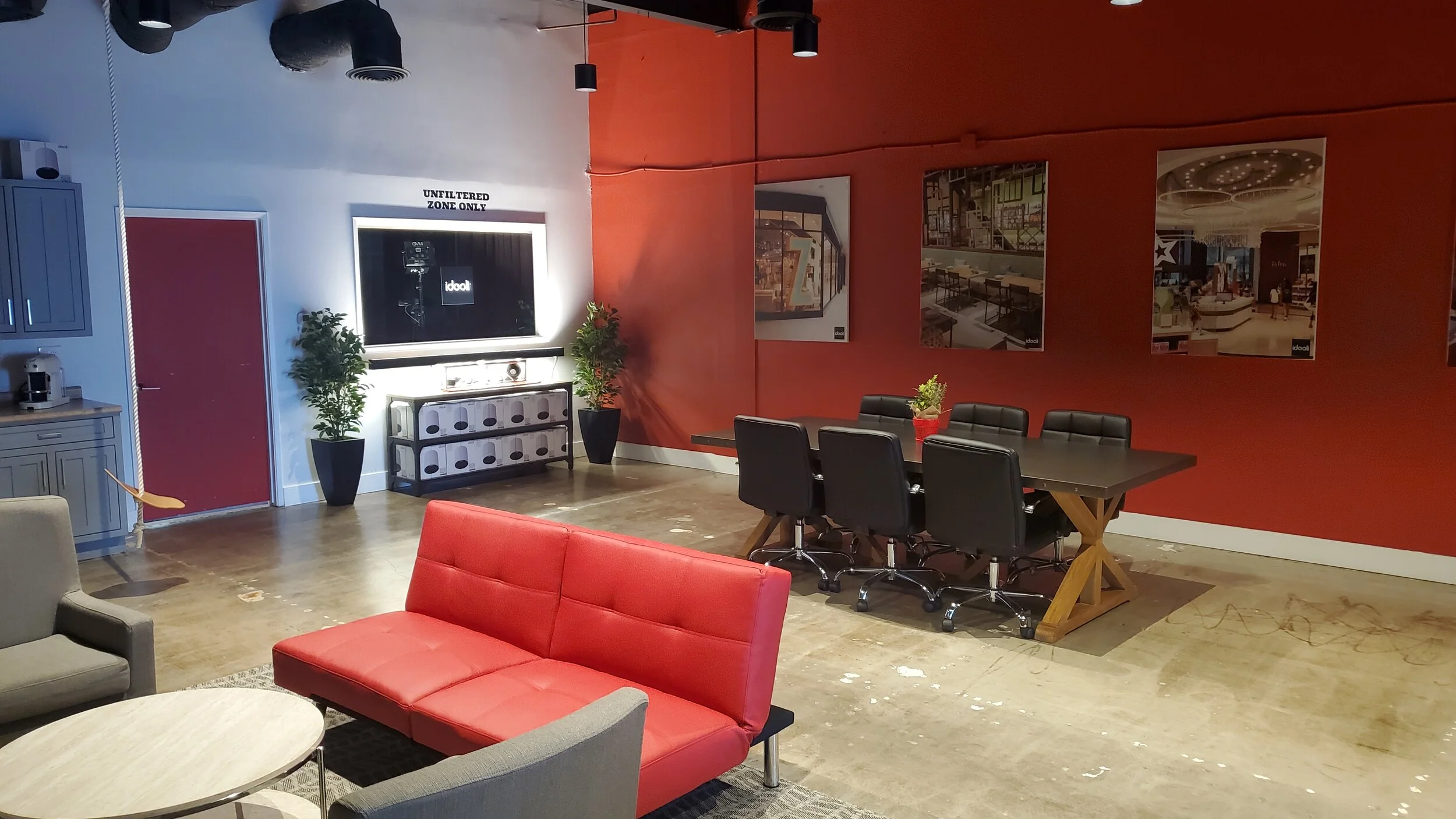 Also featured in the space is a podcast studio for guest interviews.