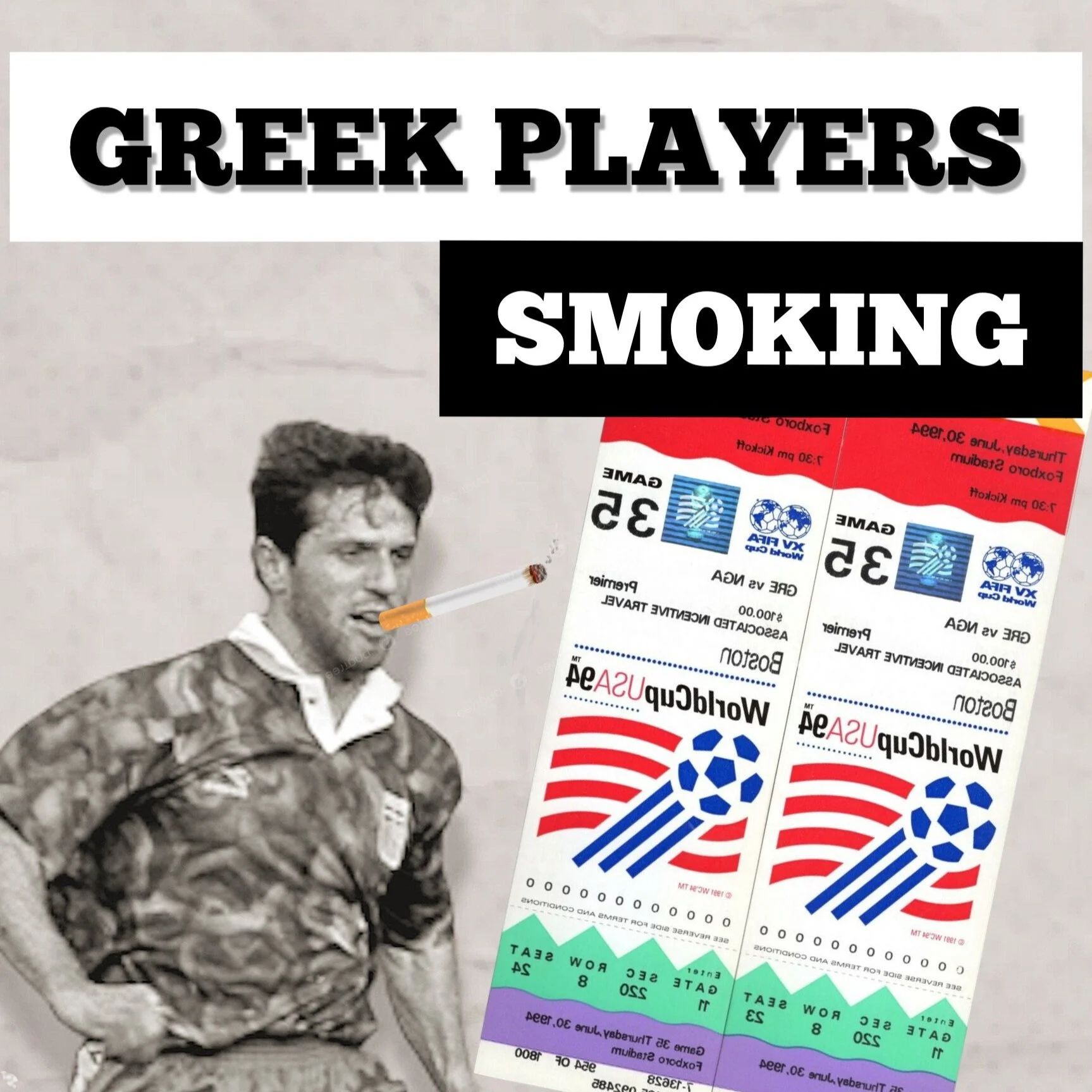 GREEK NATIONAL SOCCER PLAYERS SMOKING AT WORLD CUP 1994