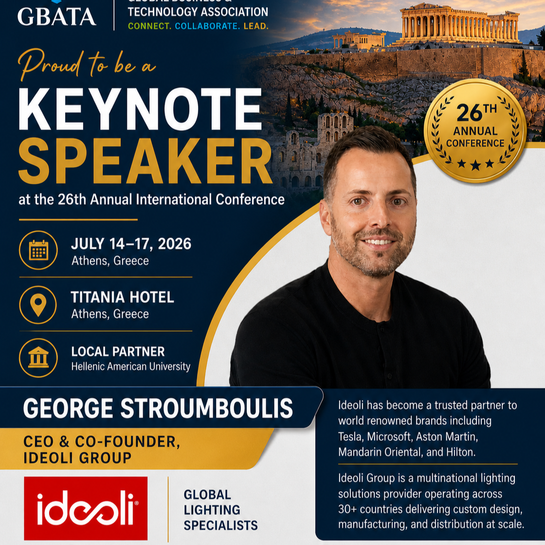 KEYNOTE SPEAKER AT GBATA INTERNATIONAL CONFERENCE IN ATHENS