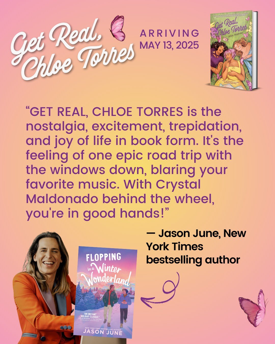 My obsession with @heyjasonjune is strong and I was DELIGHTED to get this blurb for GET REAL, CHLOE TORRES!!! Jason June and I share a love for 90s/00s pop culture, so it meant a lot to get his stamp of approval. 

I have read every book by Jason Jun