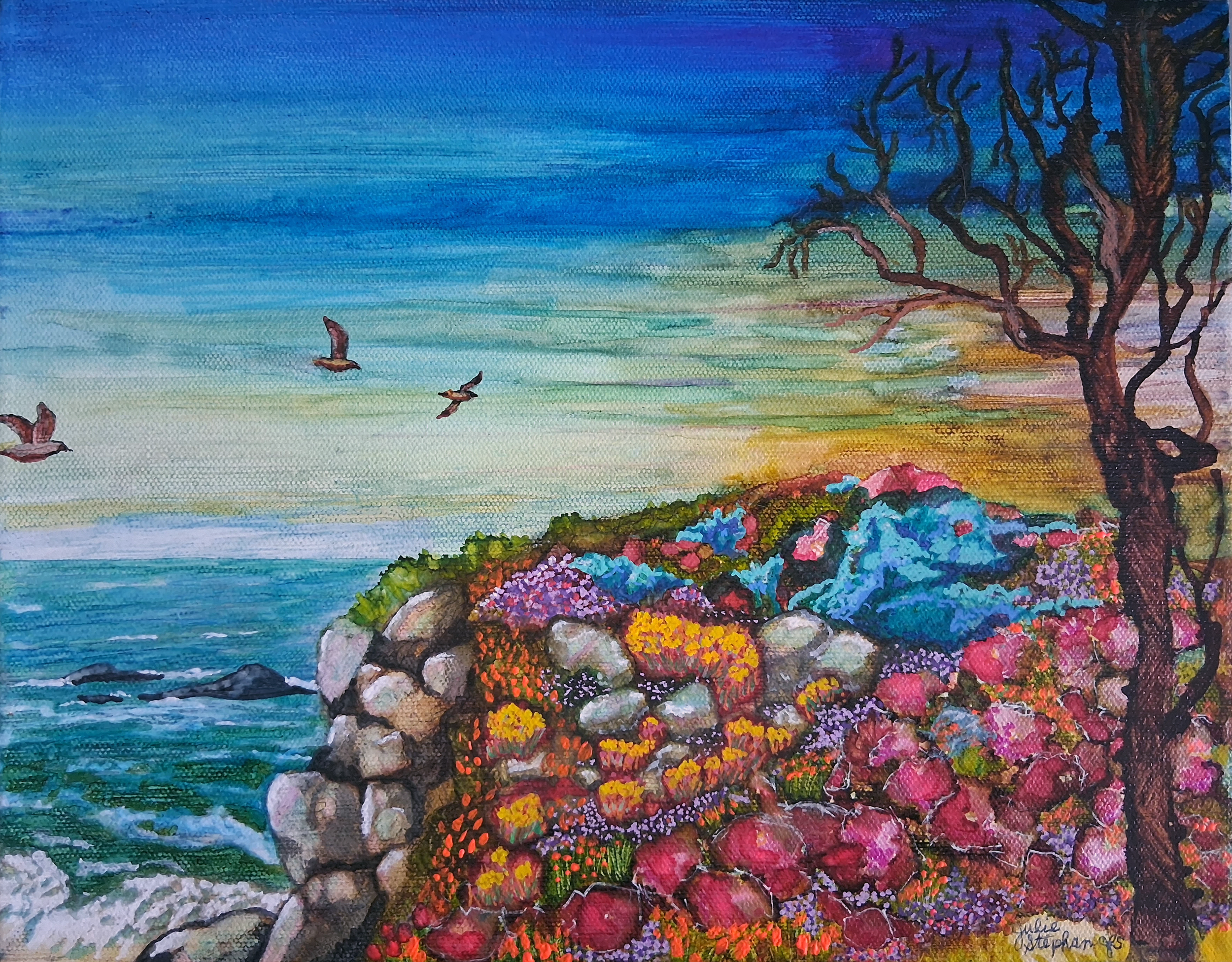 Scents of Nature, 14" x 11" x 1.5", Alcohol Ink and Acrylic on gallery wrapped Canvas - $450