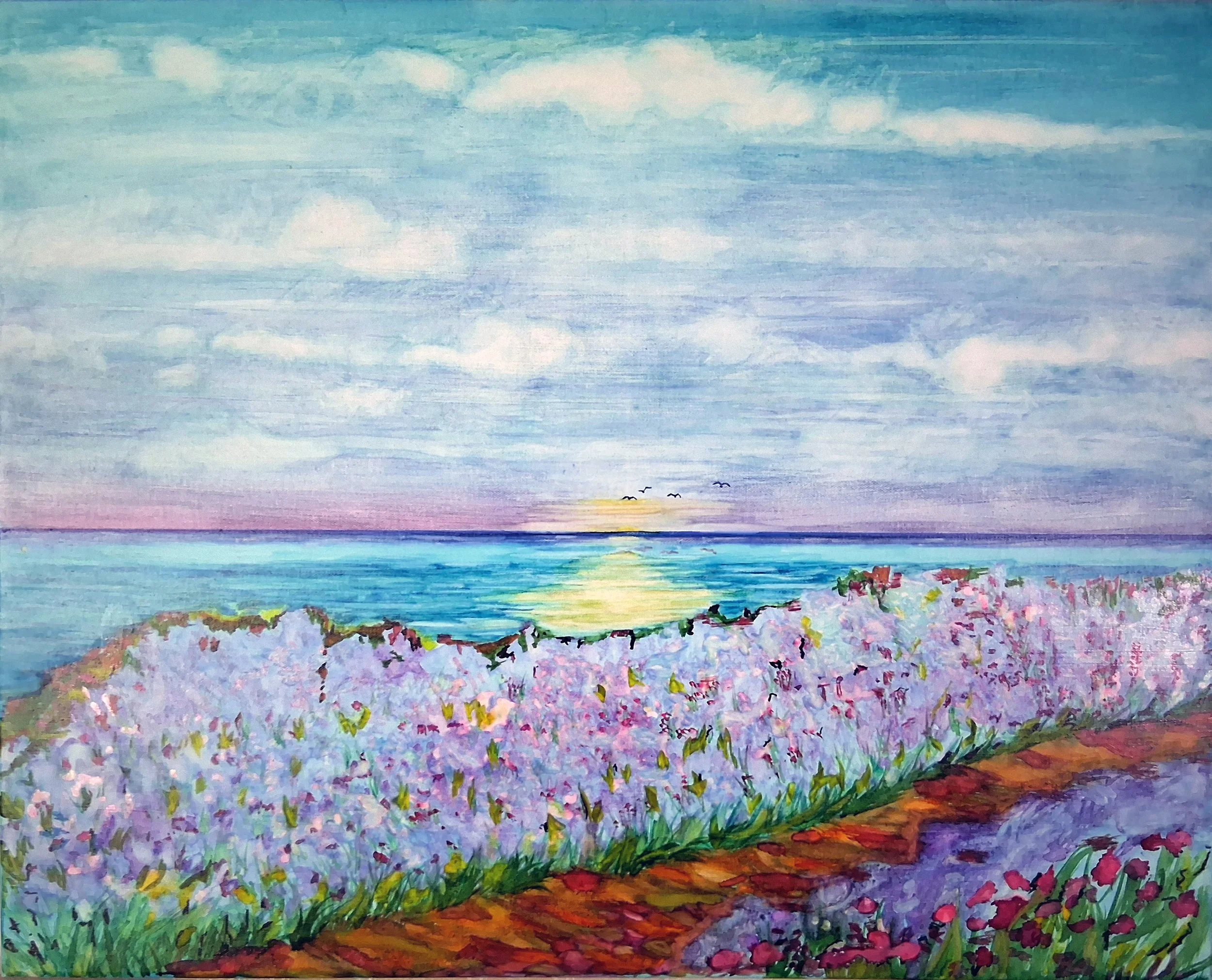 Lavendar Day, Alcohol Ink on Canvas