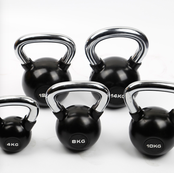 Kettlebell de caucho con asa cromada