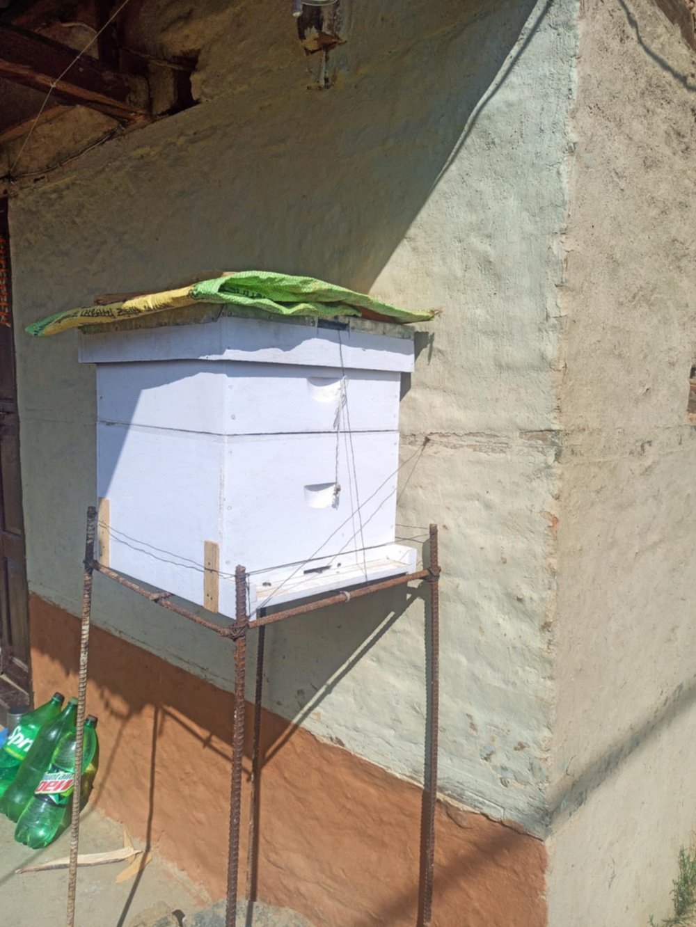 An installed beehive at the Nepal community project