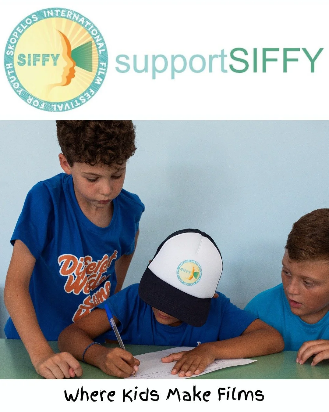 These SIFFY kids are hard at work on a film they are creating with their team and mentor.  See their t-shirts?  They say, "Different Words, Same World." Language was the theme for the summer 2025, and the SIFFY kids leaned towards openness,