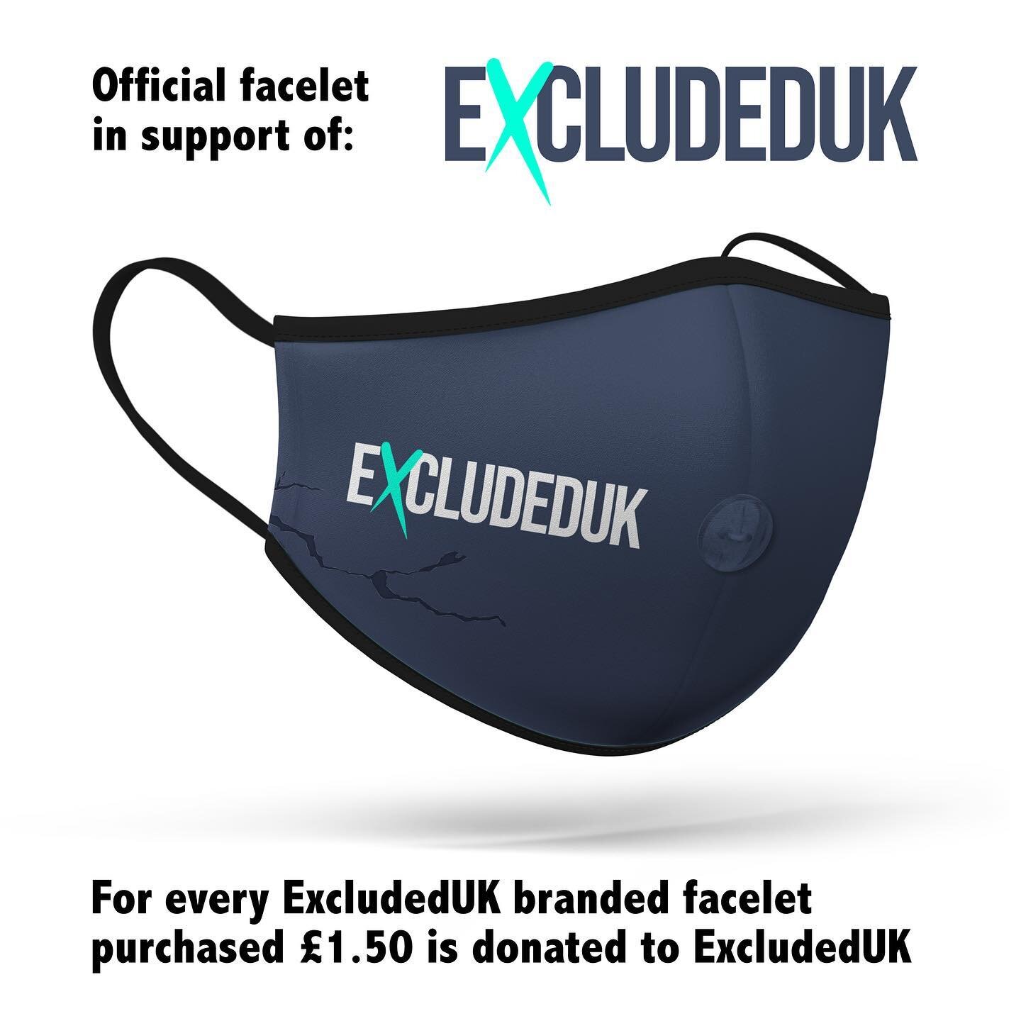 We&rsquo;re delighted to have made our 1st donation to @excludedukofficial today as a result of the #excludeduk branded #thefacelet sold to date. Keep up the good work! #staysafe