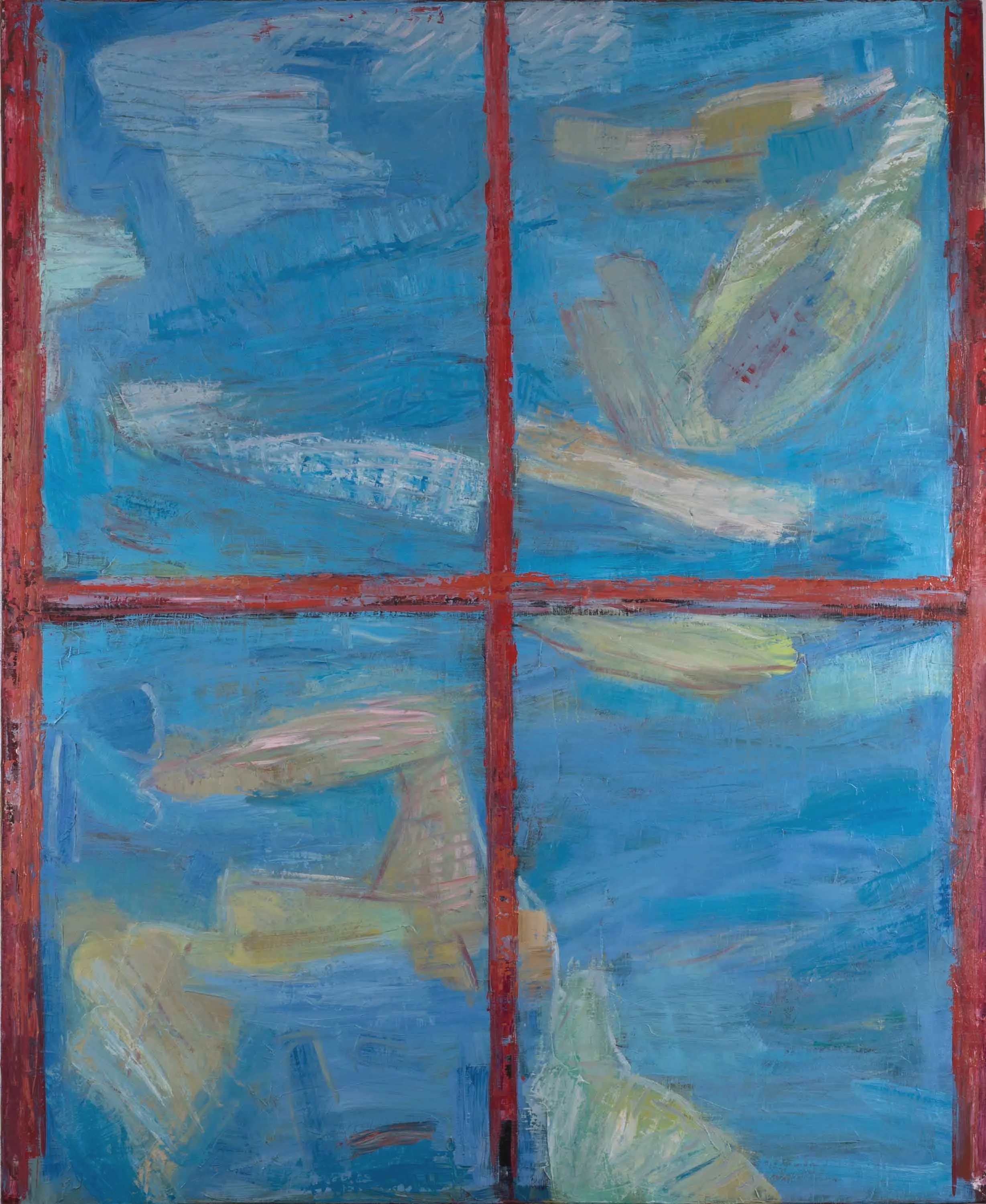 "Big red frame, Ekholmen looking south", 1994, oil on canvas, 144×118cm, CHF 4300.-