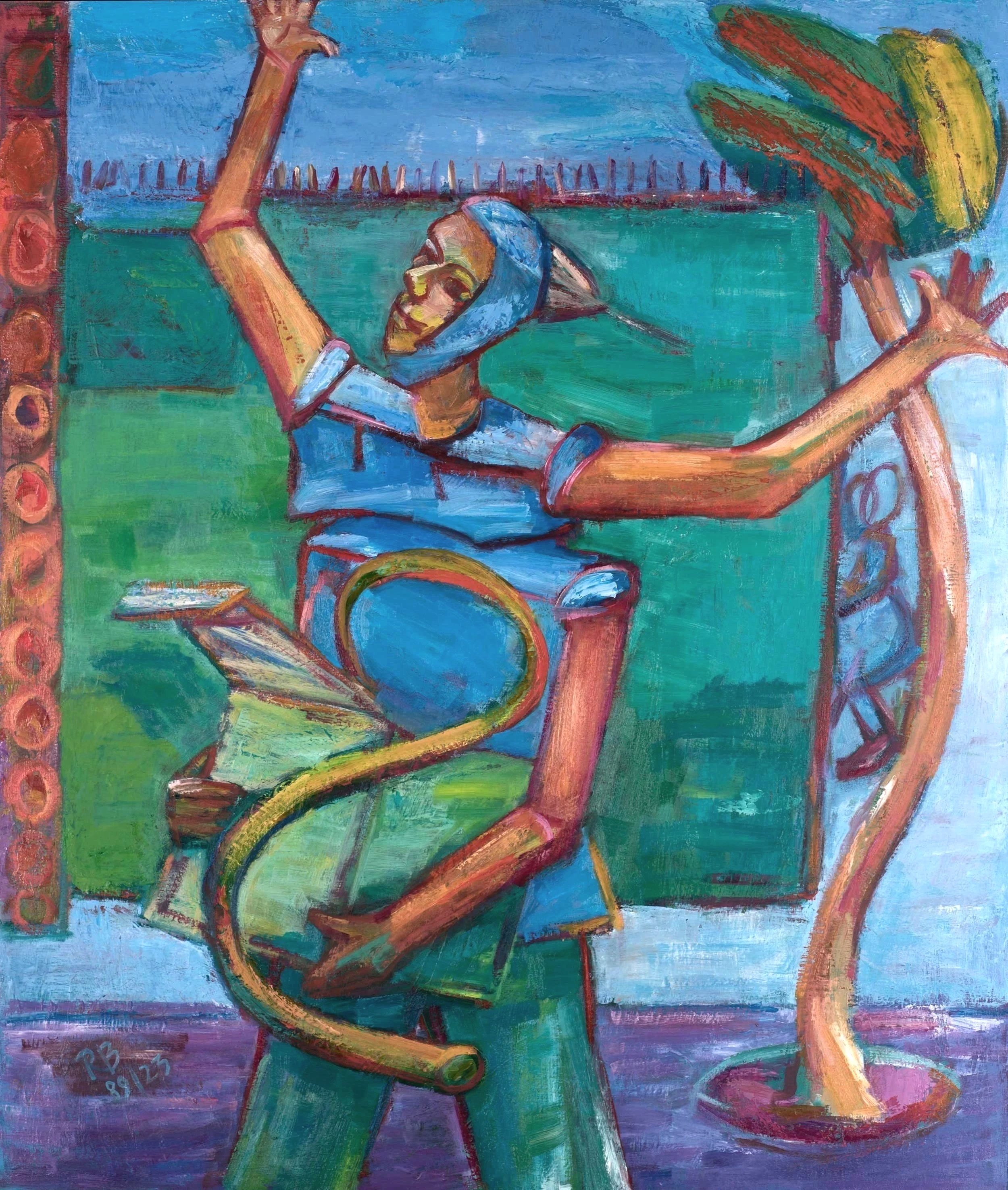 "Open your box!", 2023, oil on canvas, 100×85cm, CHF 3400.-