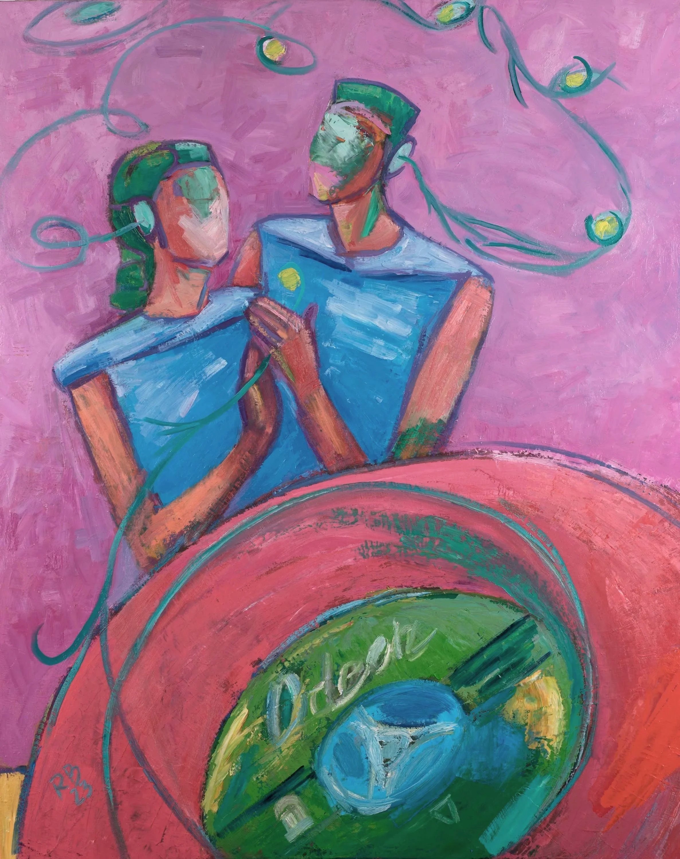 "Play it again!", 2023, oil on canvas, 100×80cm, CHF 3200.-