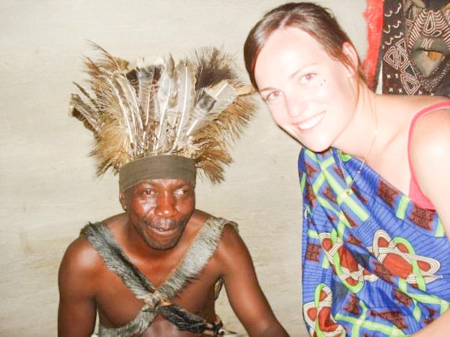 That time I met a witch doctor in Africa! 
It was 2009 &amp; this was in Zimbabwe. Matt &amp; I were out at a restaurant where we did traditional dancing &amp; had our faces painted. We even ate a grub/ worm 🐛 😝 so we could get a certificate to say