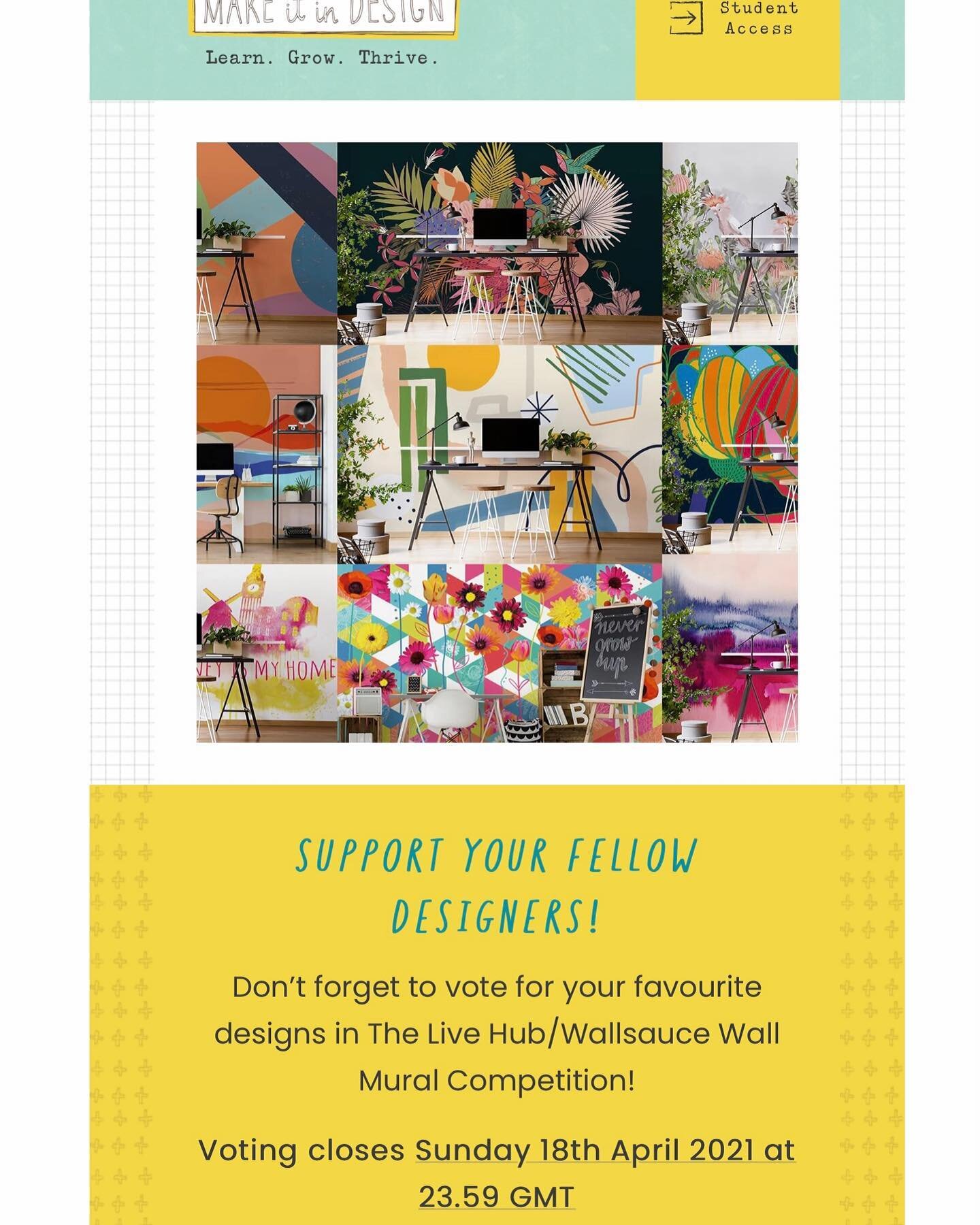 Last chance to vote folks! Please support your fellow designers and cast your vote in the @makeitindesign @wallsaucecom competition!Closing date is Sunday 18th April. Link in bio. Thank you everyone! 🙏😍 #designcompetition #designinspiration #makeit