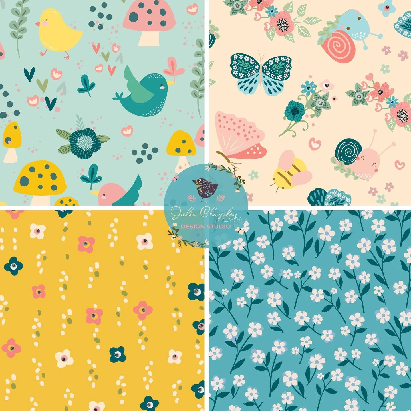 ✨ Introducing my mini collection *Petal &amp; Wing* ✨

A nature-inspired series created for @kinderclothdiapers for the @creative_studio_collective &ldquo;Tiny Wonders&rdquo; art call 🌼🕊️

Designed with soft, playful motifs to feel comforting, whim