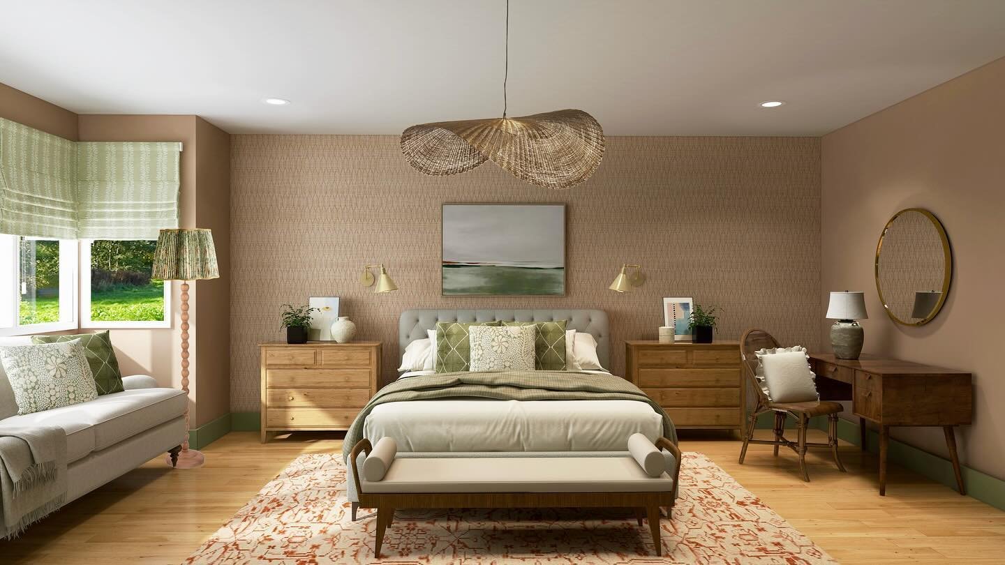 We&rsquo;re very excited to share these master bedroom renders.

We recently completed a beautiful master bedroom design filled with pattern and texture. Creating a relaxing retreat for our customer. 

These renders have really brought the design to 