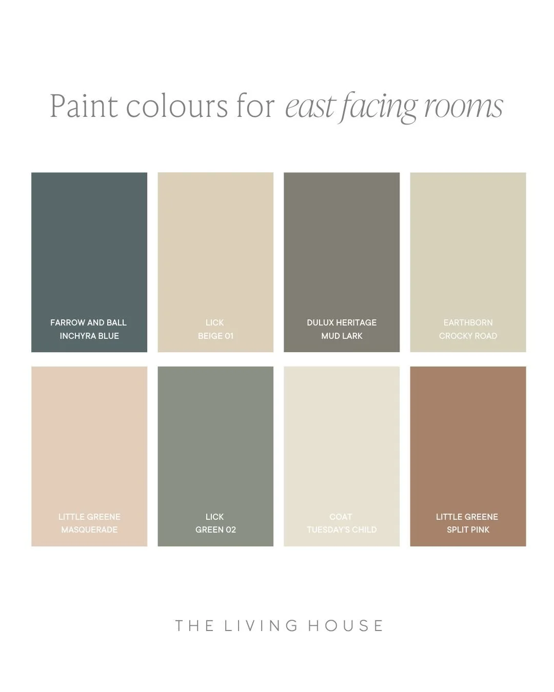 8 perfect paint colours for an east facing room

To help you find the perfect paint colour for your east facing room we have selected eight gorgeous shades from some of our favourite brands that will work beautifully in your east facing room. 

Don&r