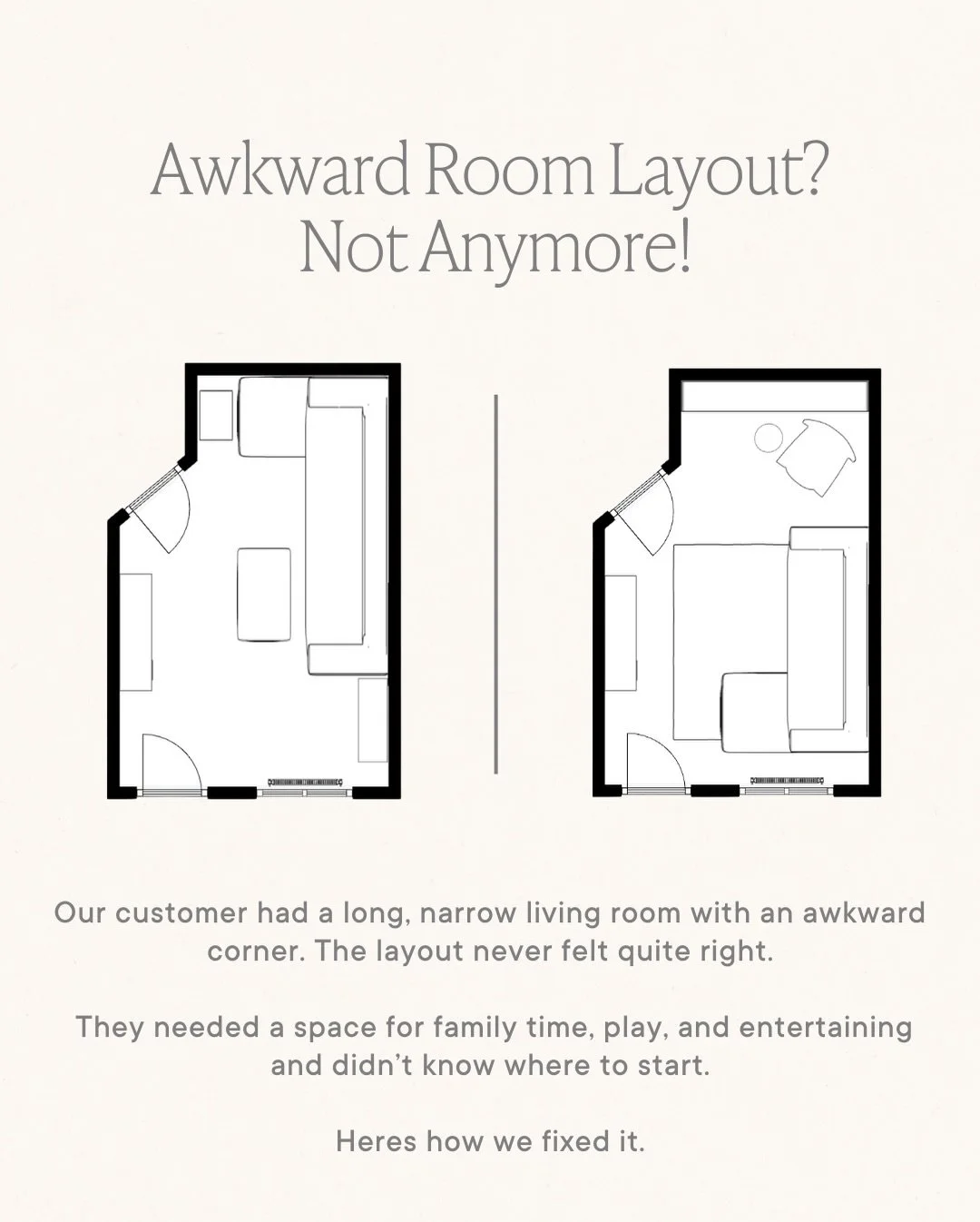 Ever had a room that just feels&hellip; off? 🤔

That was the case for one of our customers.
A long, narrow living room, an awkward corner, and a layout that didn&rsquo;t quite work for everyday living.

They wanted a space that could handle family t