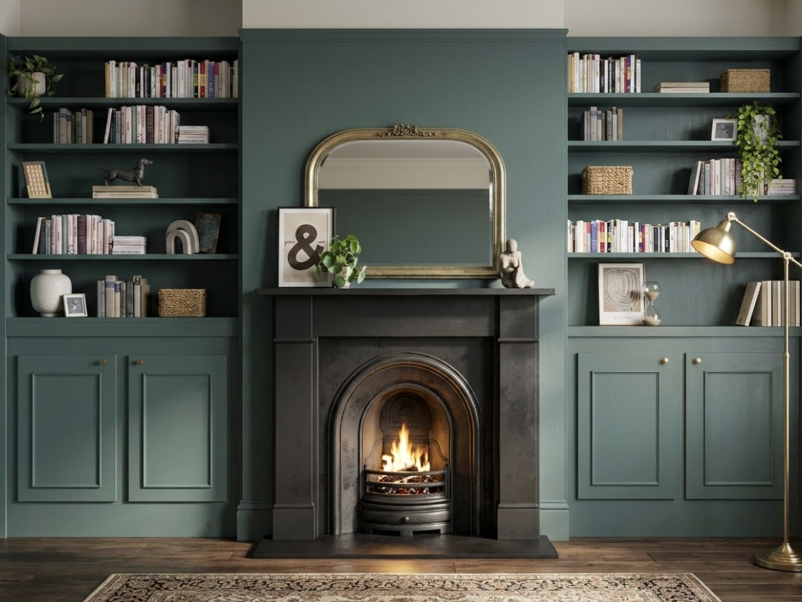 Traditional Dark Green Living Room
