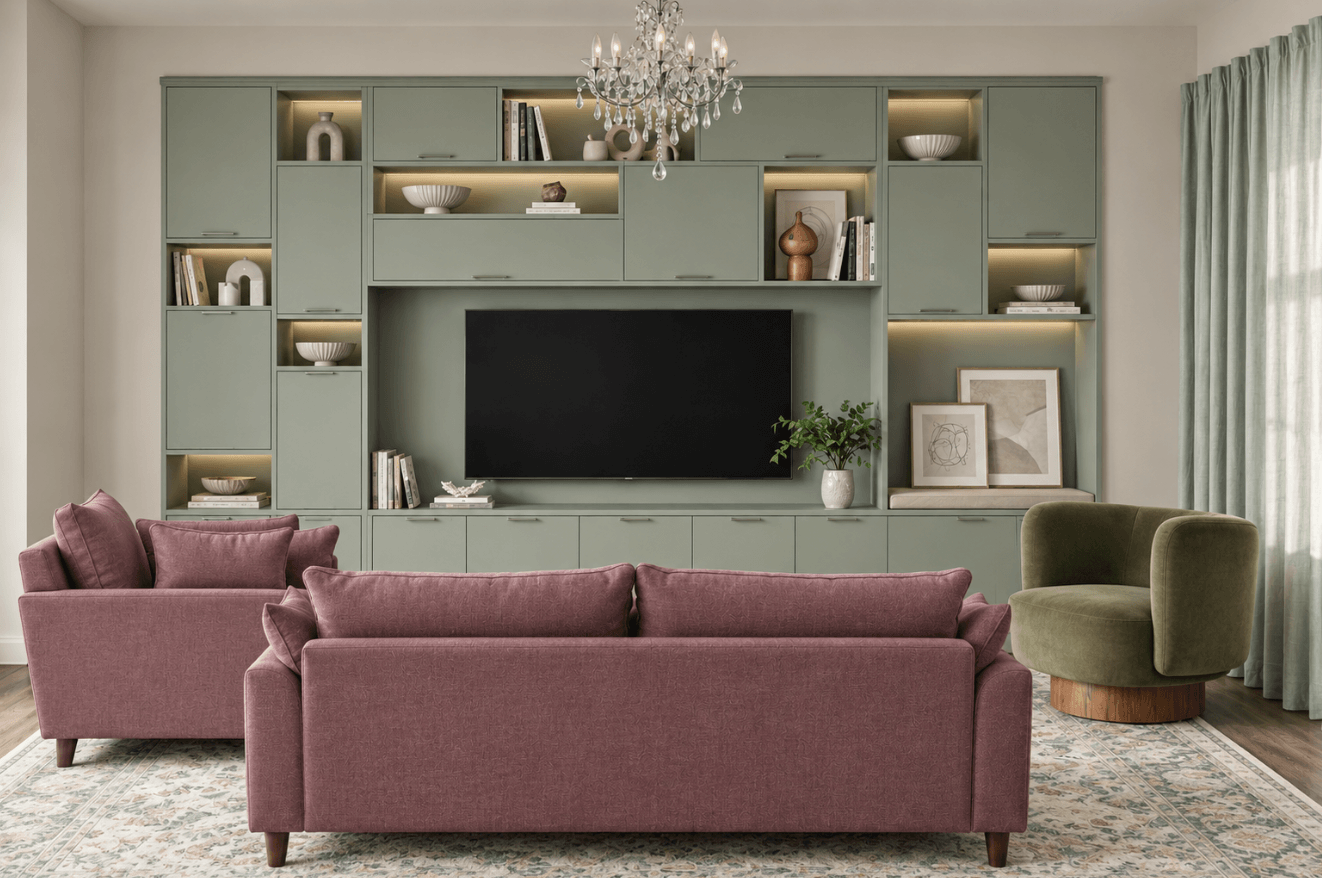 Cosy Green Living Room With Media Unit