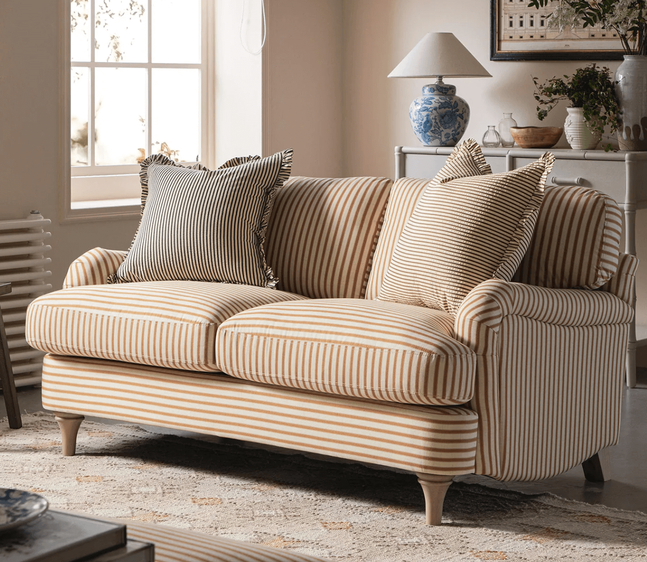 Daals Daphnis Ochre Striped Linen Blend Sofa Stripe Sofas