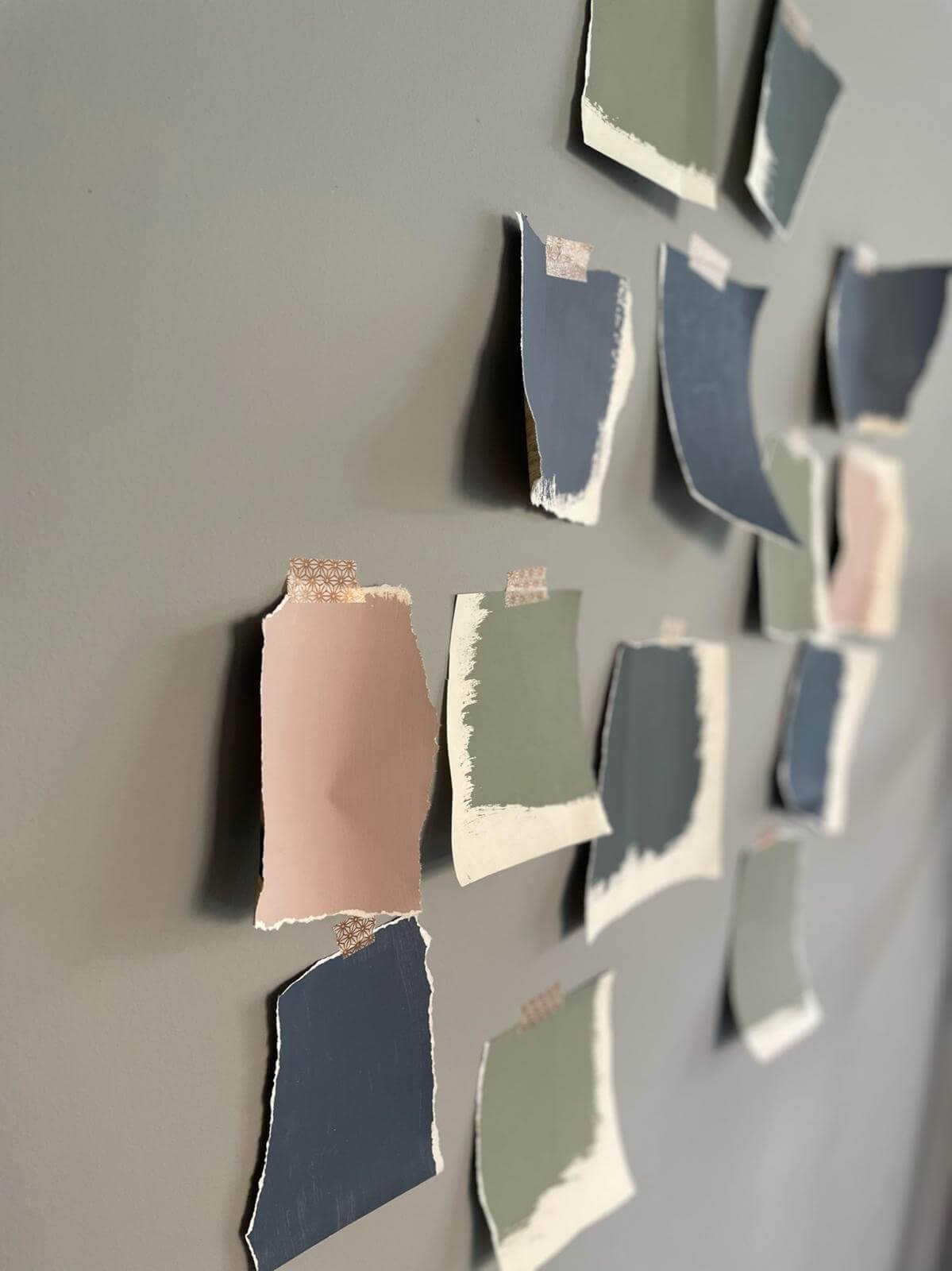 Paint swatches on a wall