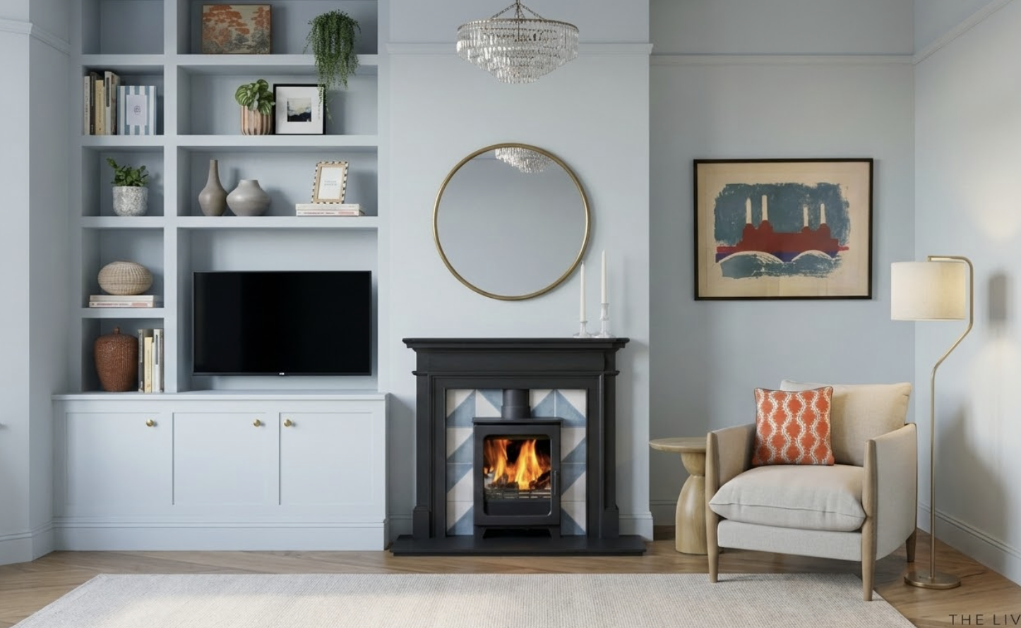 Traditional Fun Family Living Room With Built In Alcove Unit