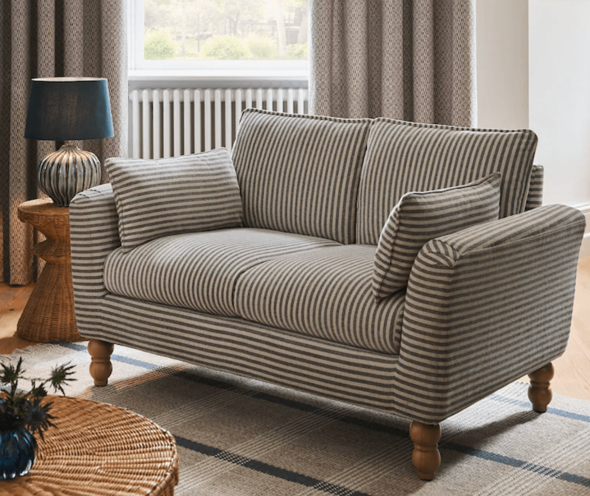 Next Emory Chenille Stripe Slate Blue Sofa