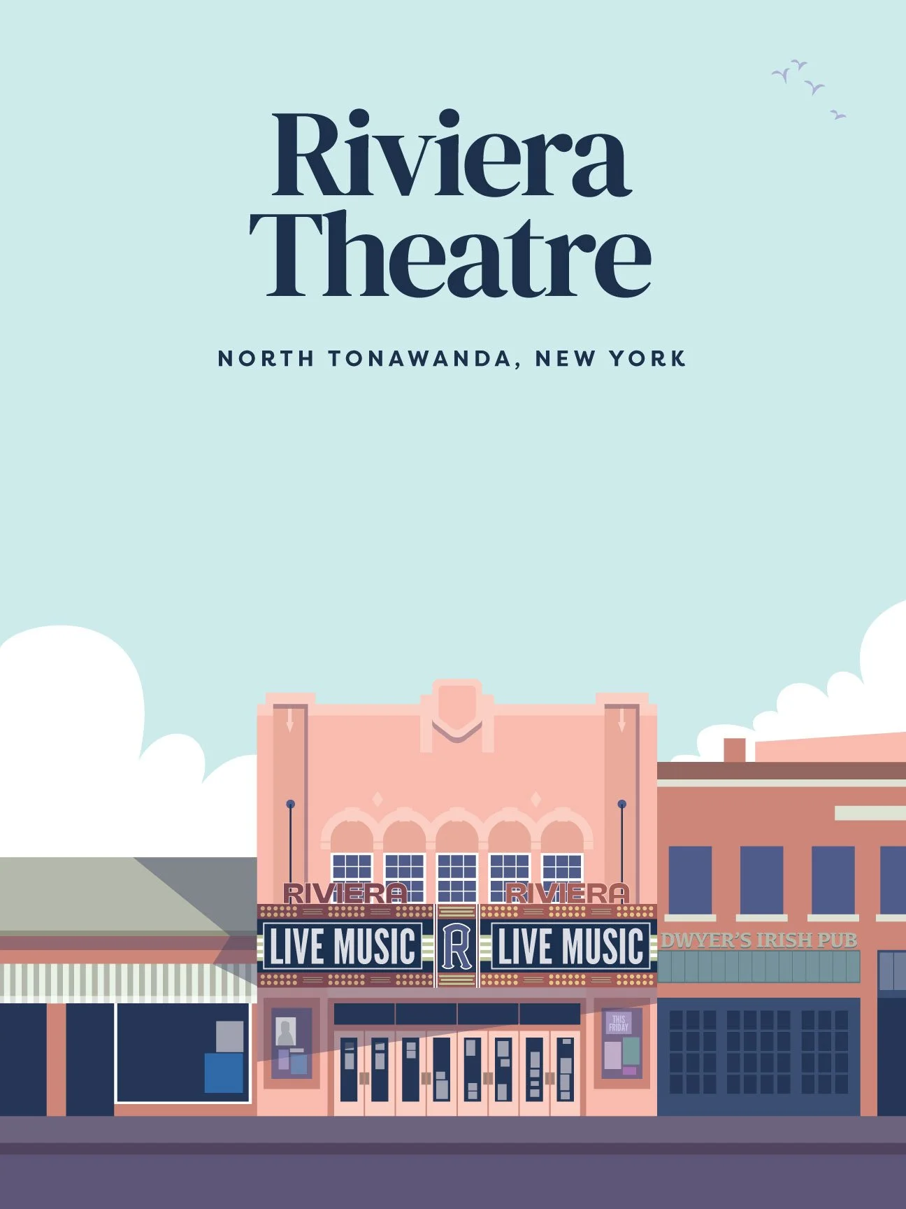 Riviera Theatre Flat Illustration