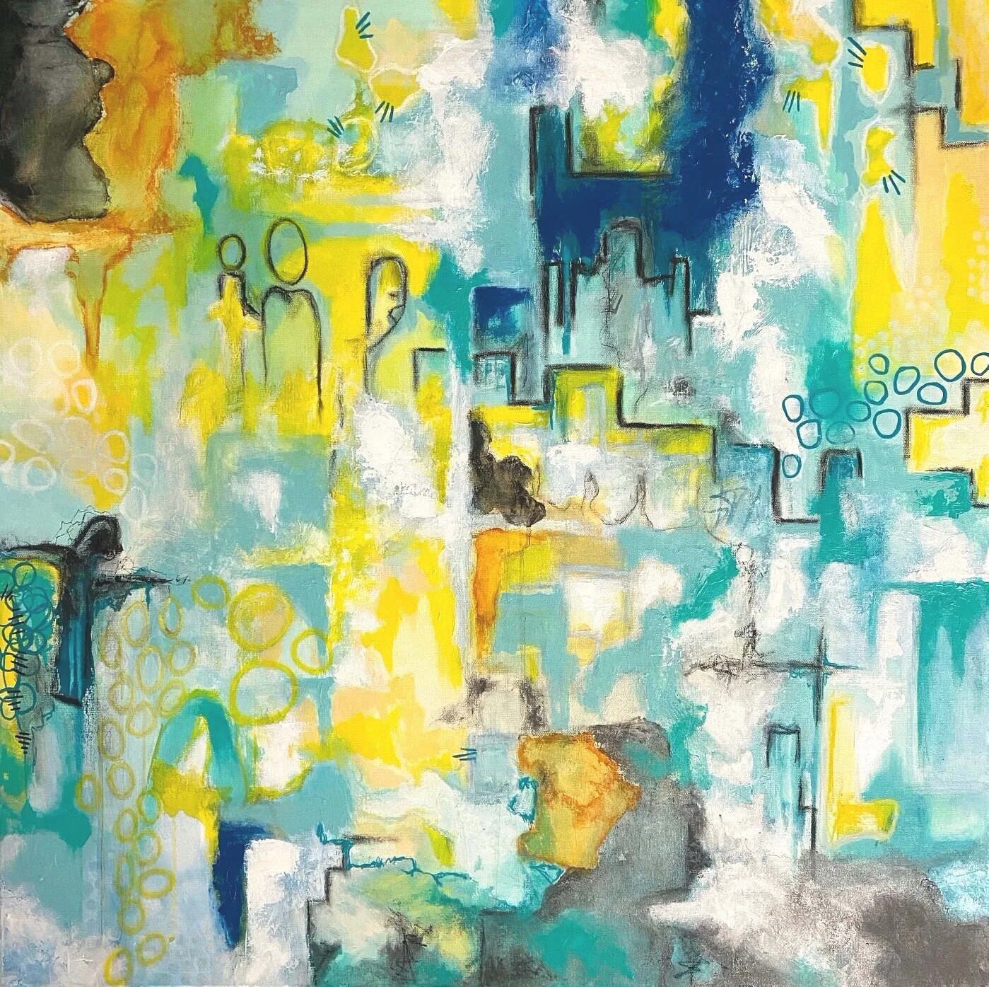 Isolation Zone, 2020, Mixed media on canvas, 36 x 36 inches | SOLD