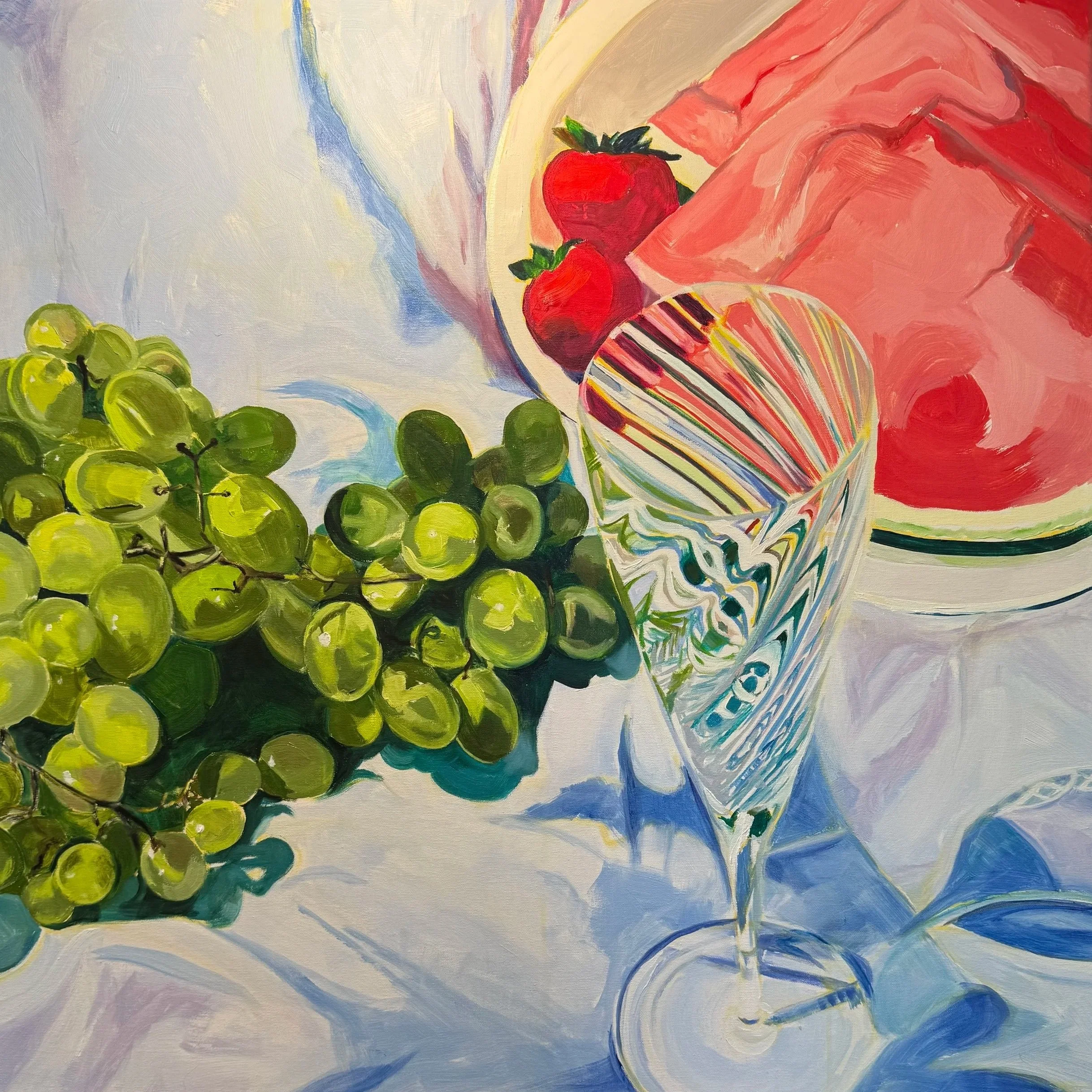 Elise Gold Sewall, Beneath the Sky, 2025,
Oil on linen, 24 x 24 inches, framed, $1,500
