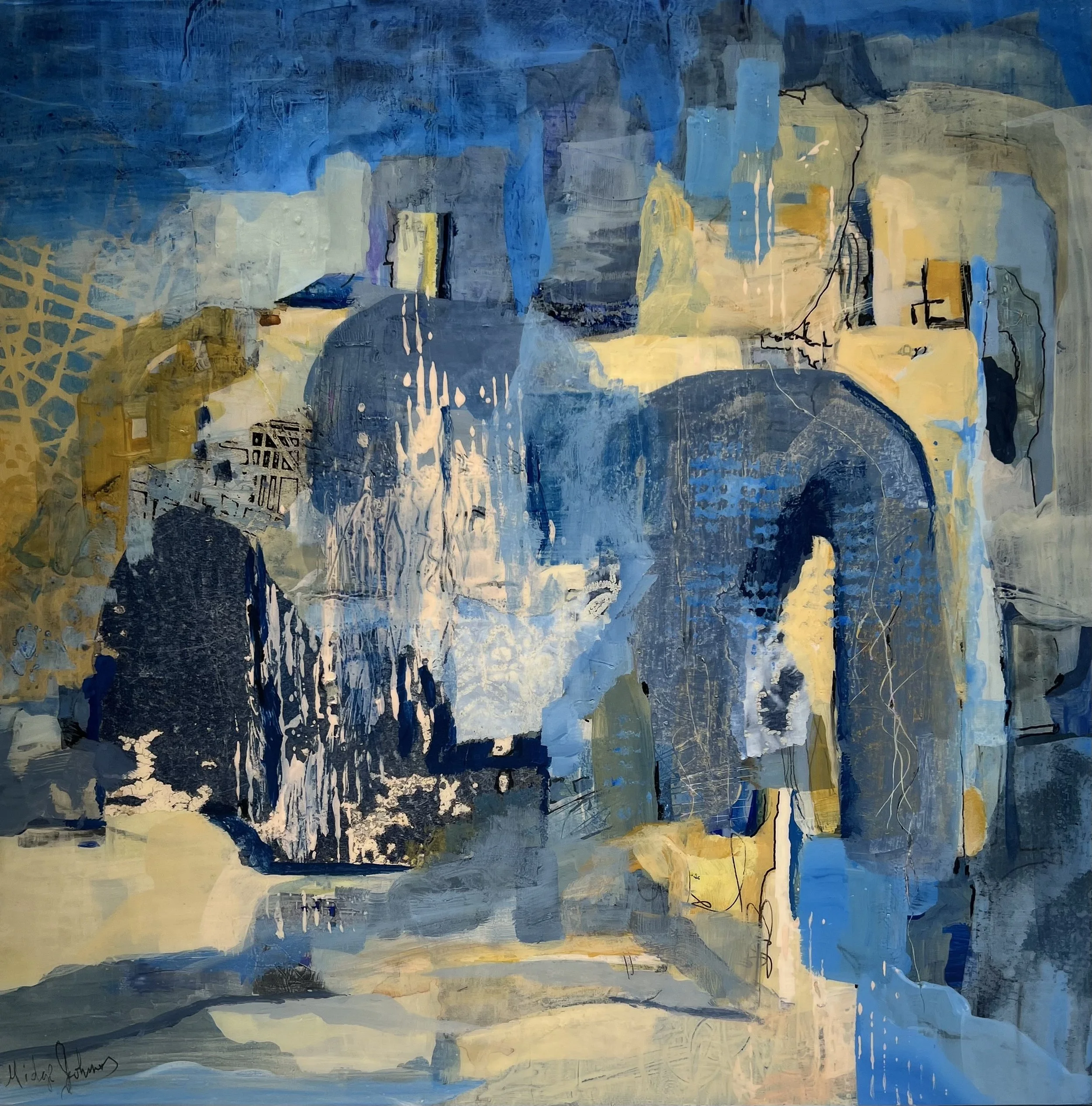 After the Flood, 2026, Acrylic mixed media on panel, framed,
12 x 12 inches $600