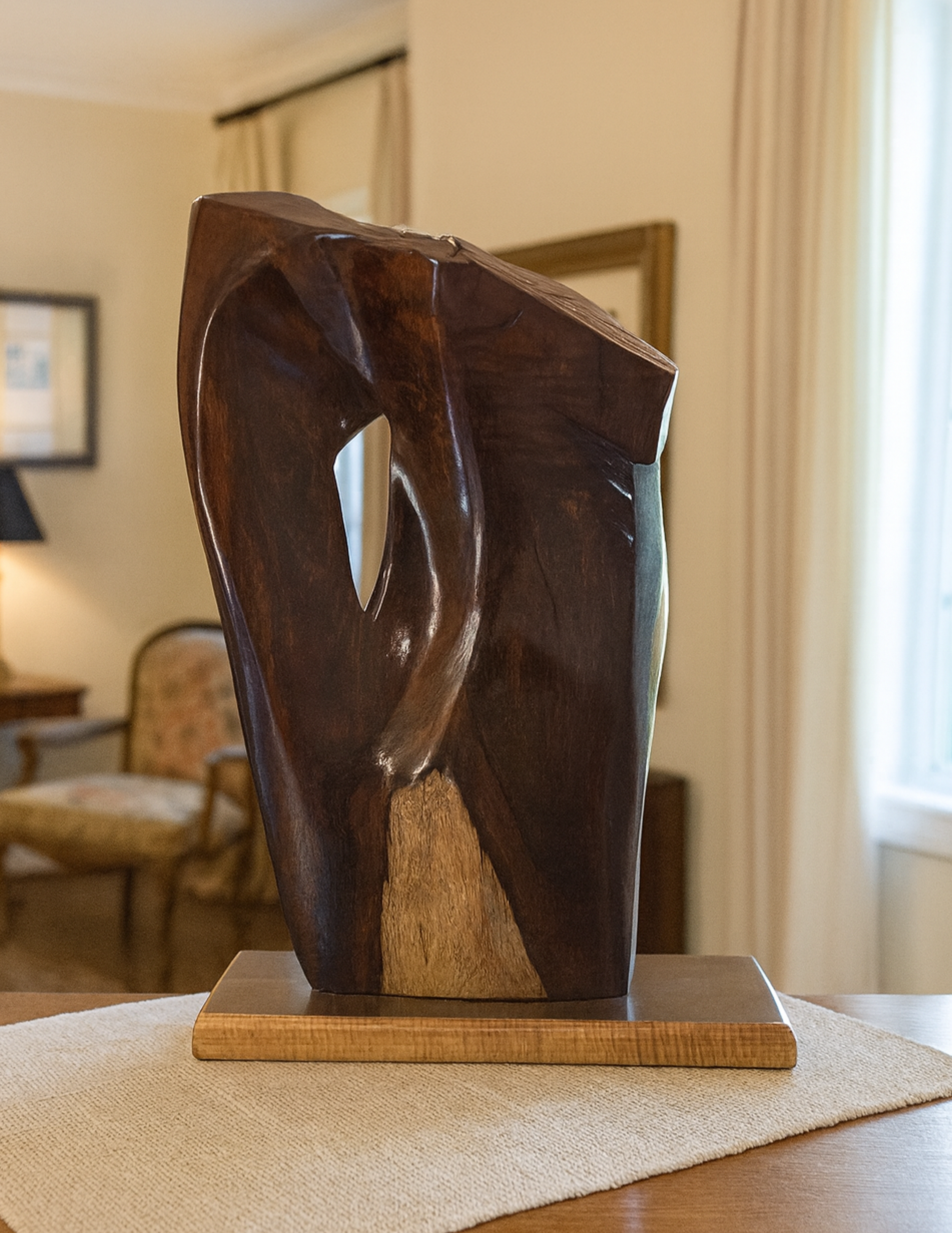 David Erdman, Midnight Sail, 2025,
Cuban mahogany stained violet/ebony with hand wax finish,
26 x 14 x 6 inches,
$1,900