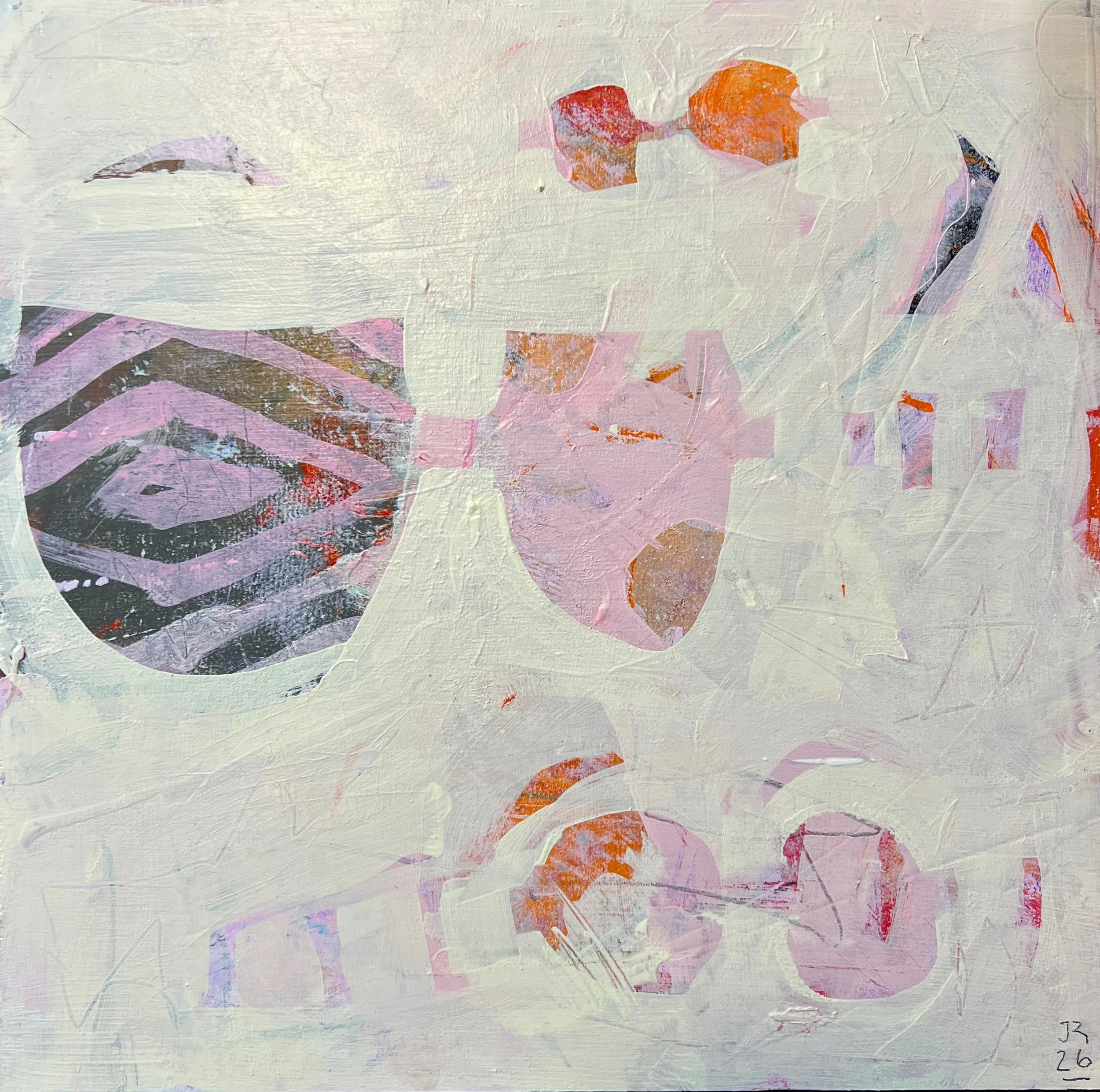 Judy Robertson, Always Have More Than One Pair of Glasses, 2026, Acrylic on cradle board, framed, 12 x 12 x 1.5 inches, $500