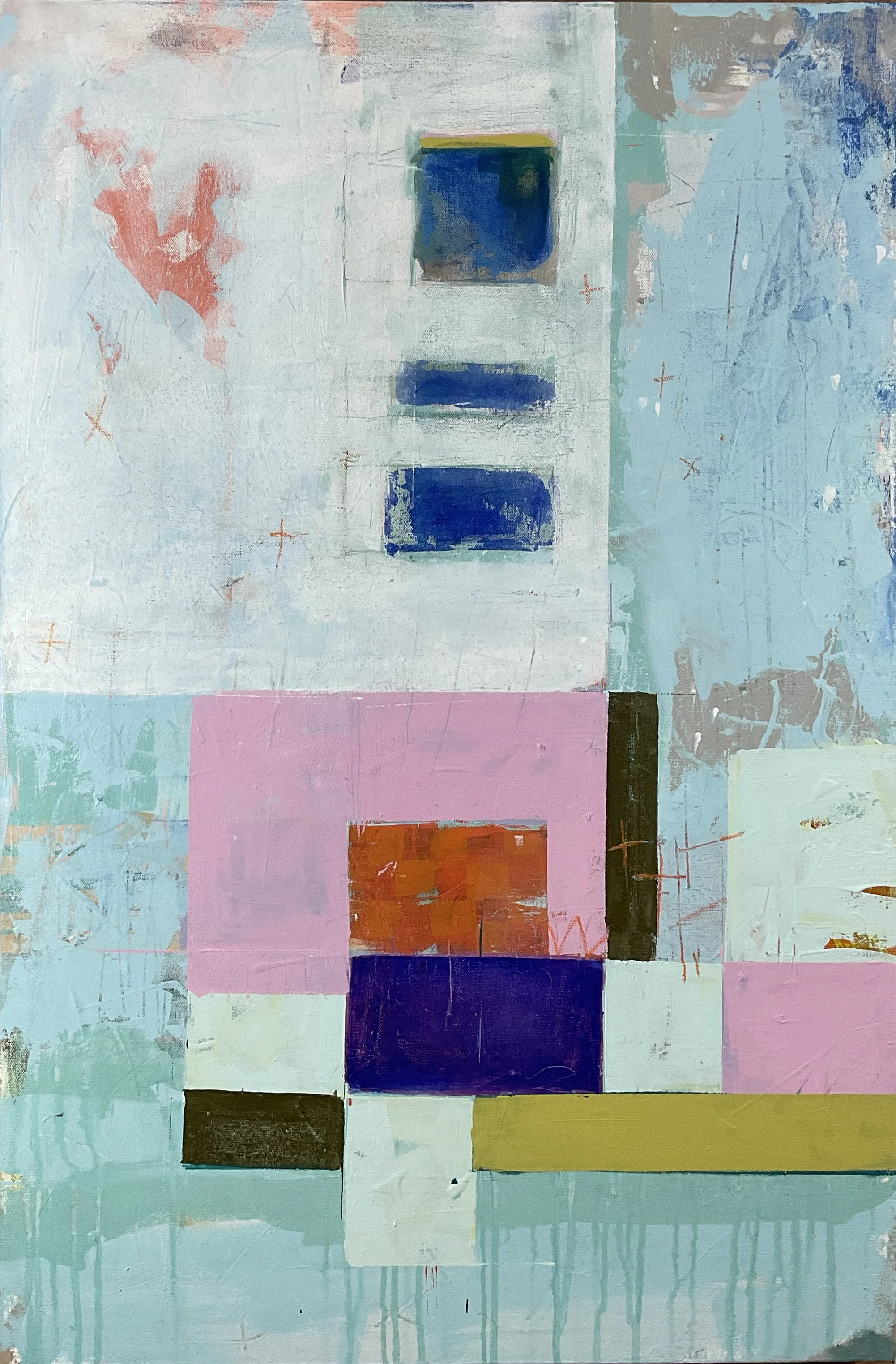 Judy Robertson,
Cityscapes & Skyscrapers, 2026,
Acrylic and graphite on
gallery-wrapped canvas, framed,
36 x 24 inches | $2,250