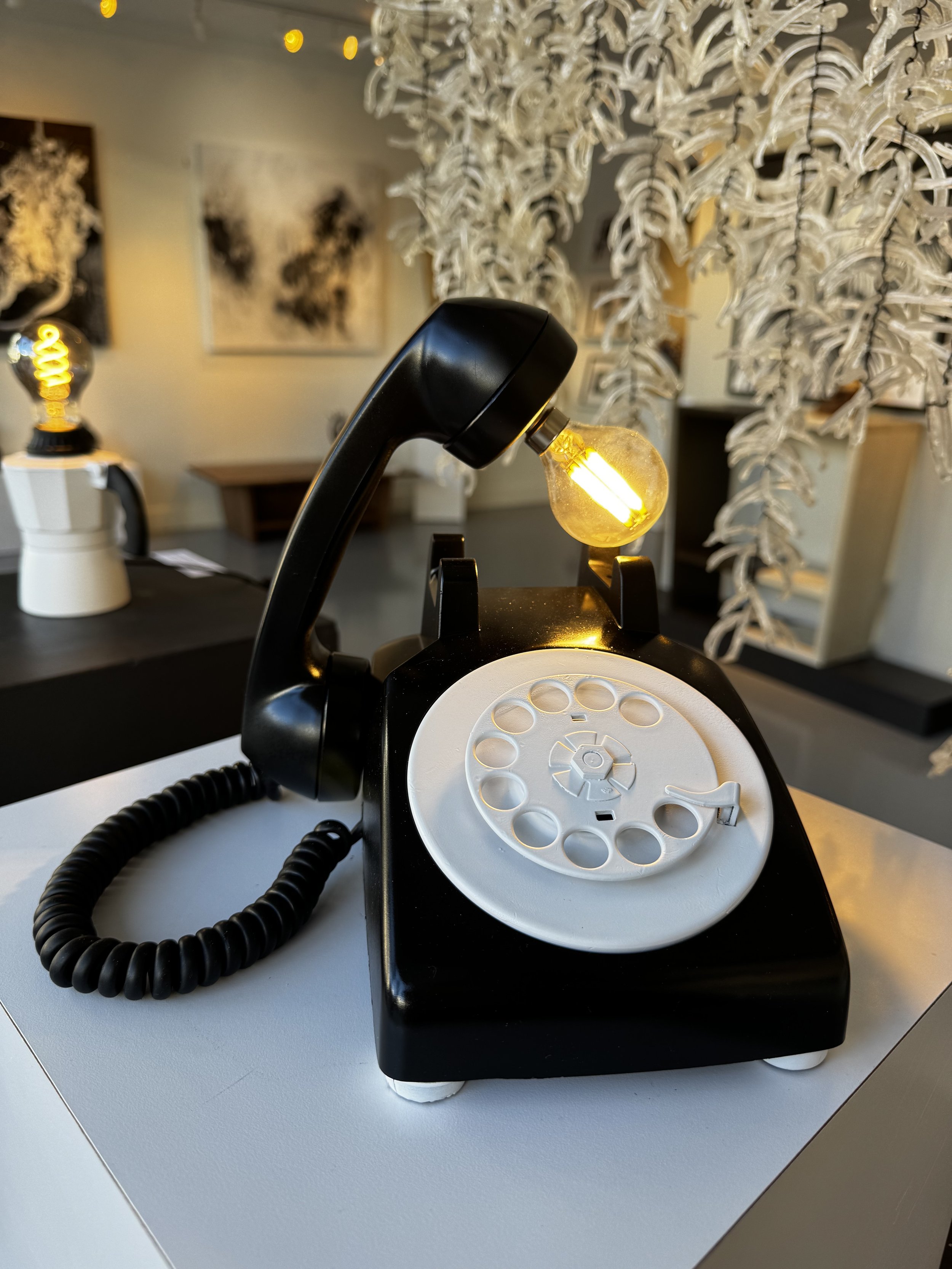 Marie Sostre Carmona, Teléfono, 2024, Rotary telephone model circa 1960-1980, mixed media, 8.25 x 7 x 9 inches