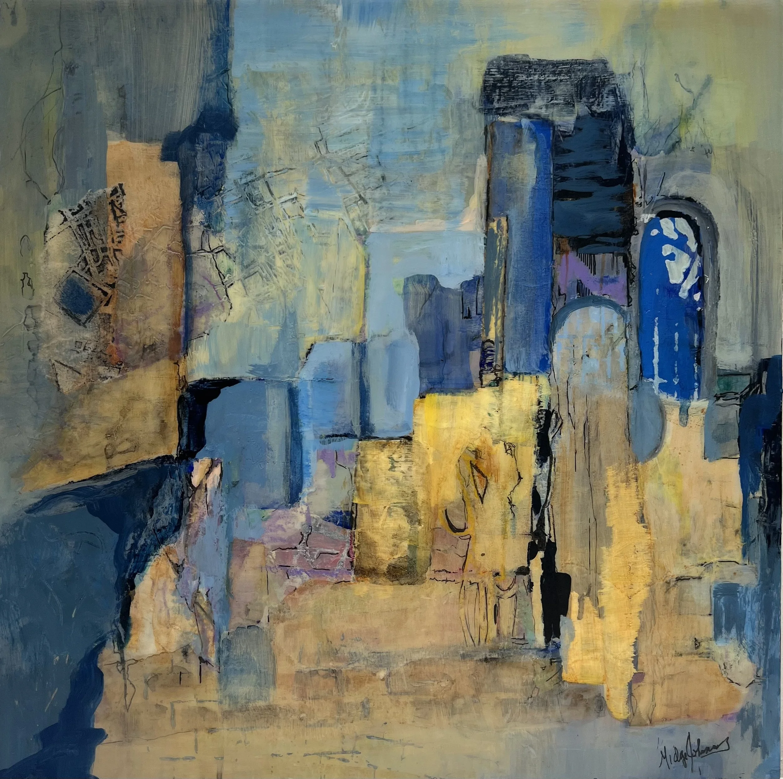 Before the Flood, 2026, Acrylic mixed media on panel, framed,
12 x 12 inches $600