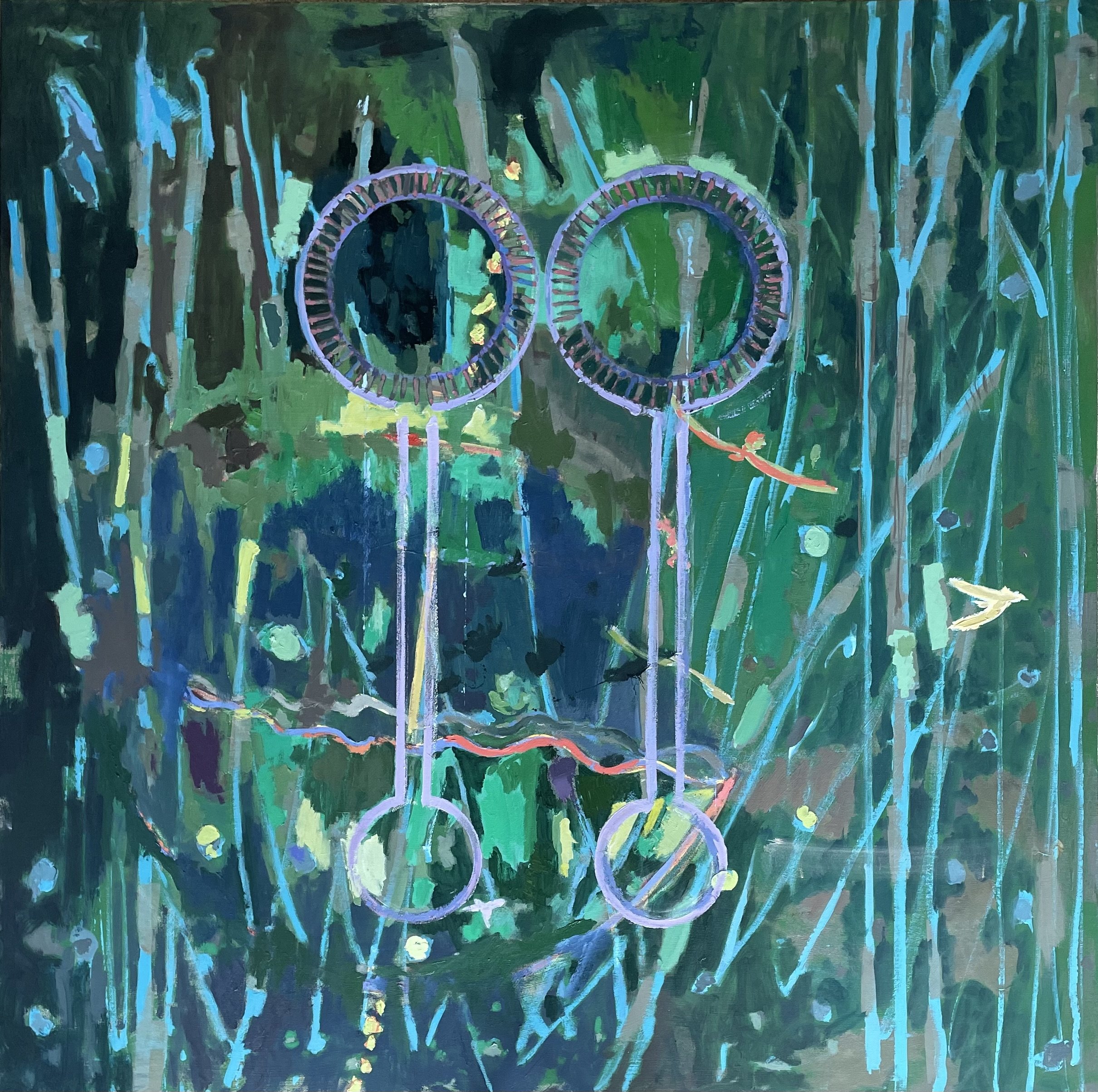 Bubble Wands, 2024,
Oil on Canvas,
48x48 inches,
$4,200