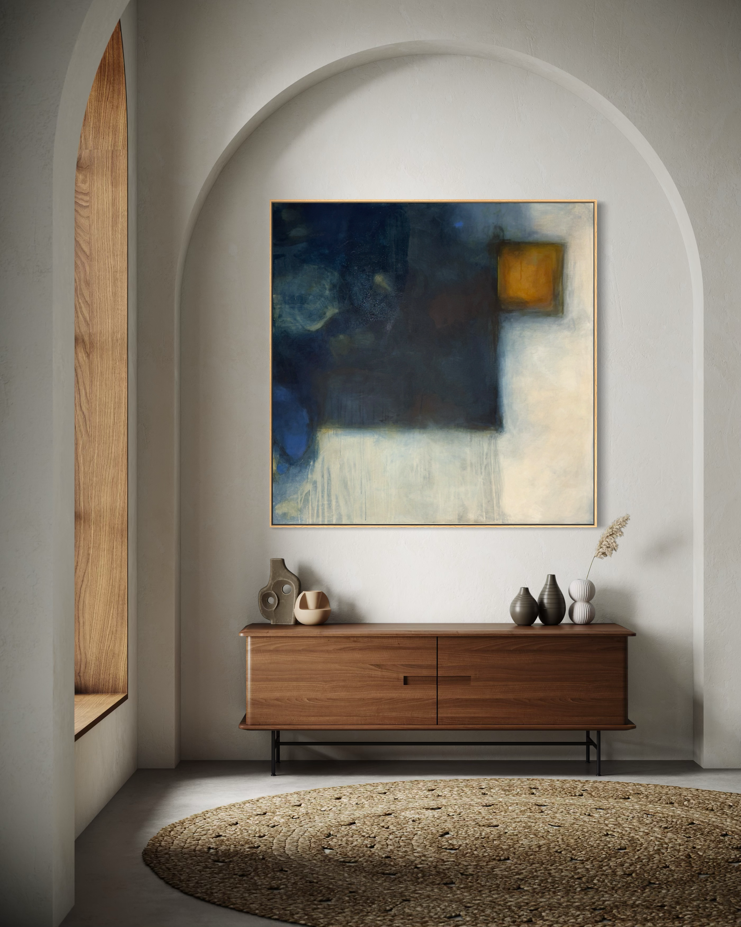 Mara Torres González, Contained Depth, 2026, Acrylic on canvas, 48 x 48 inches, framed, $5,600