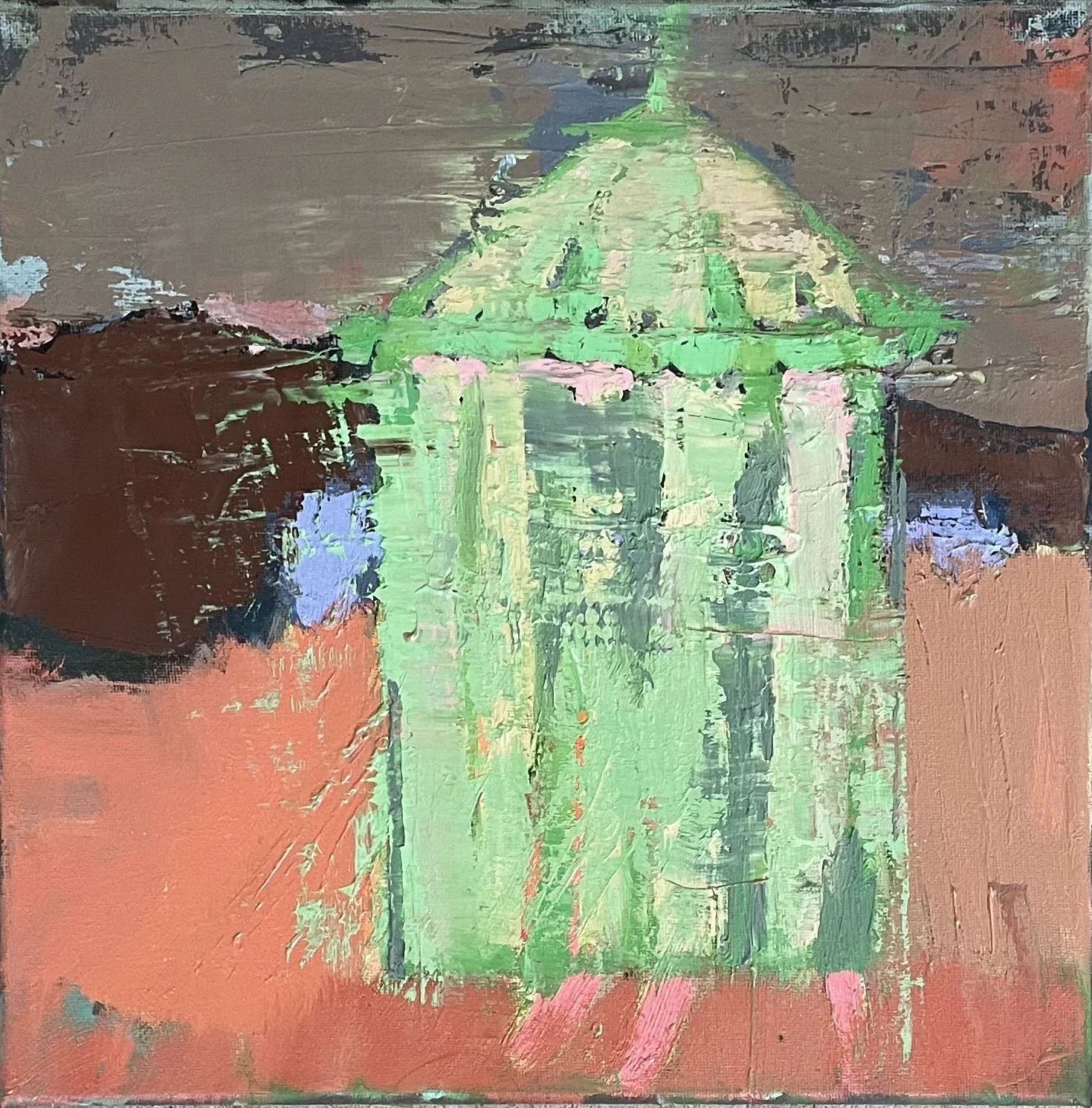 Green, 2024, Oil on canvas, framed, 12x12 inches, $500