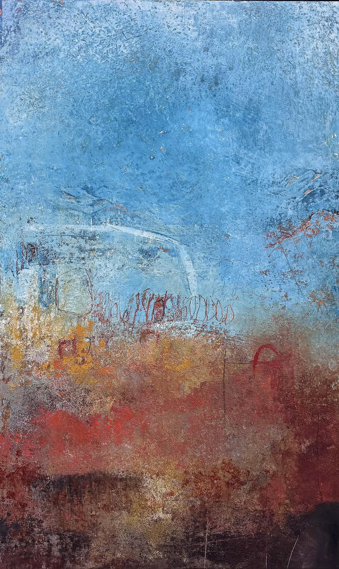 Mark Bettis, Passing Time, 2025
Oil, cold wax on wood, framed, 36 x 22 inches, $3,500