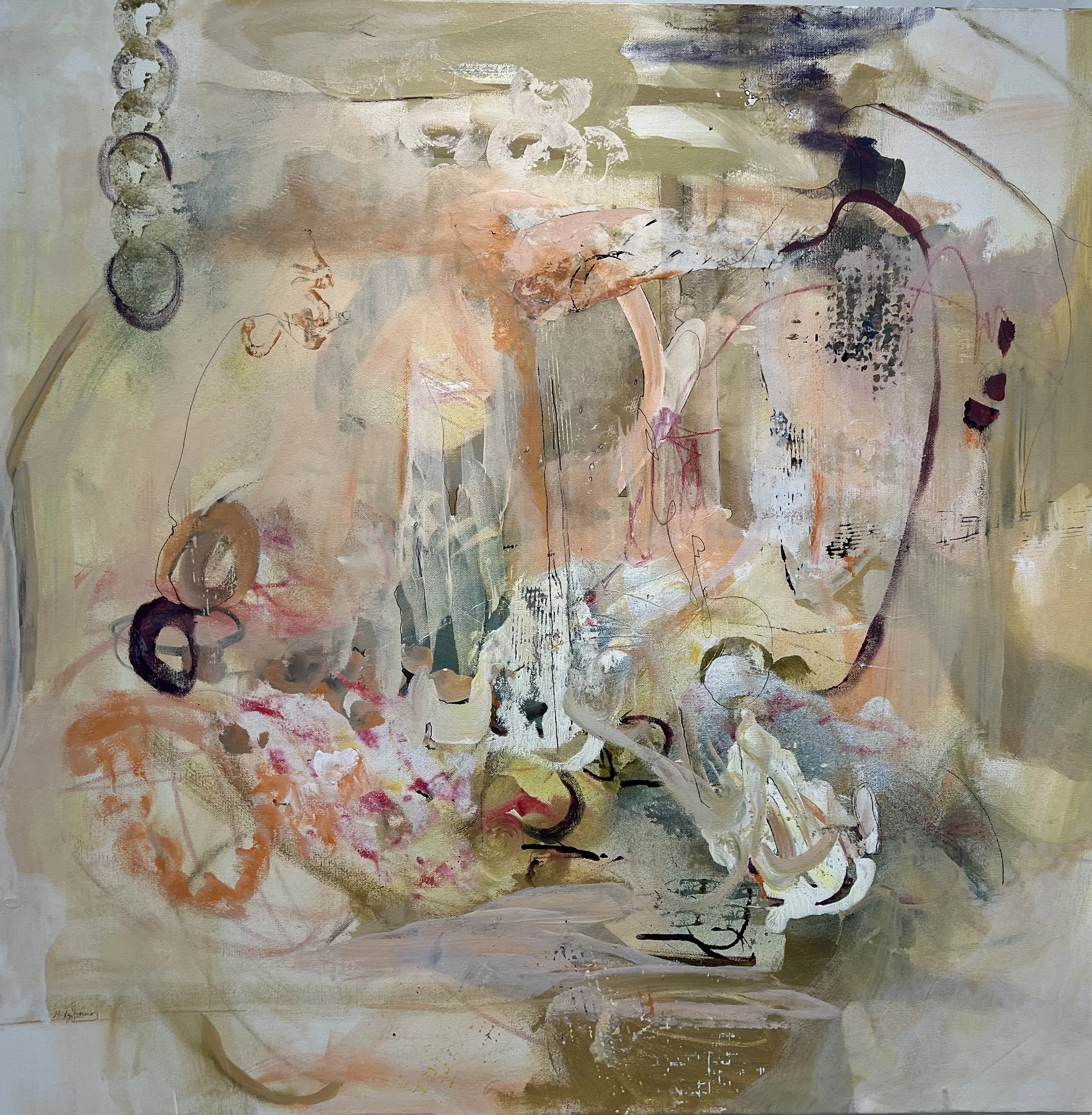 Midge Johnson, Strong Wind, 2026, Acrylic mixed media on canvas, 36 x 36 inches, $2,600