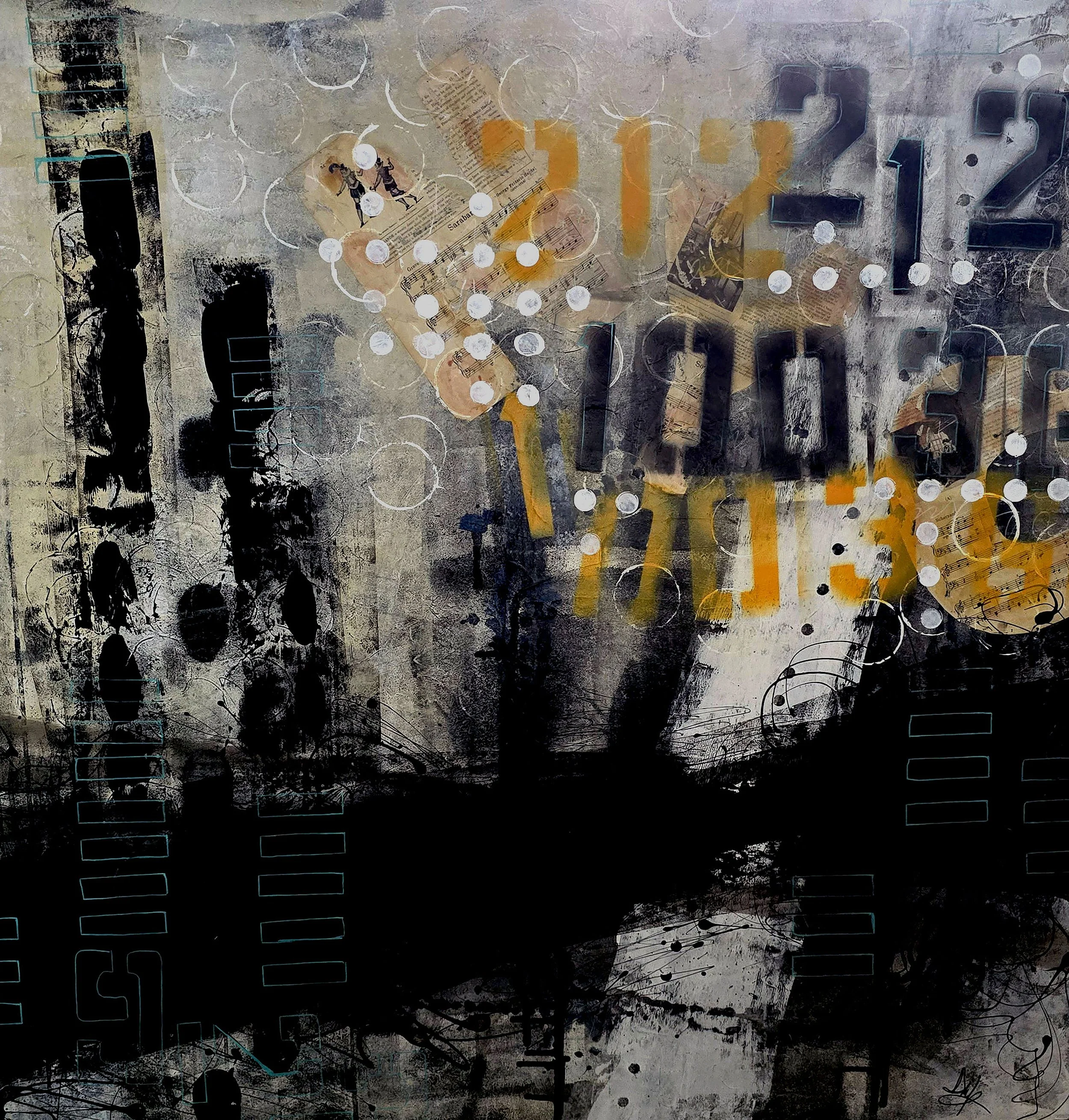 Deena Marie King, Series: Allure of the City, NYC, 2024, Mixed media on canvas, 48 x 48 x 2 inches, $4,500