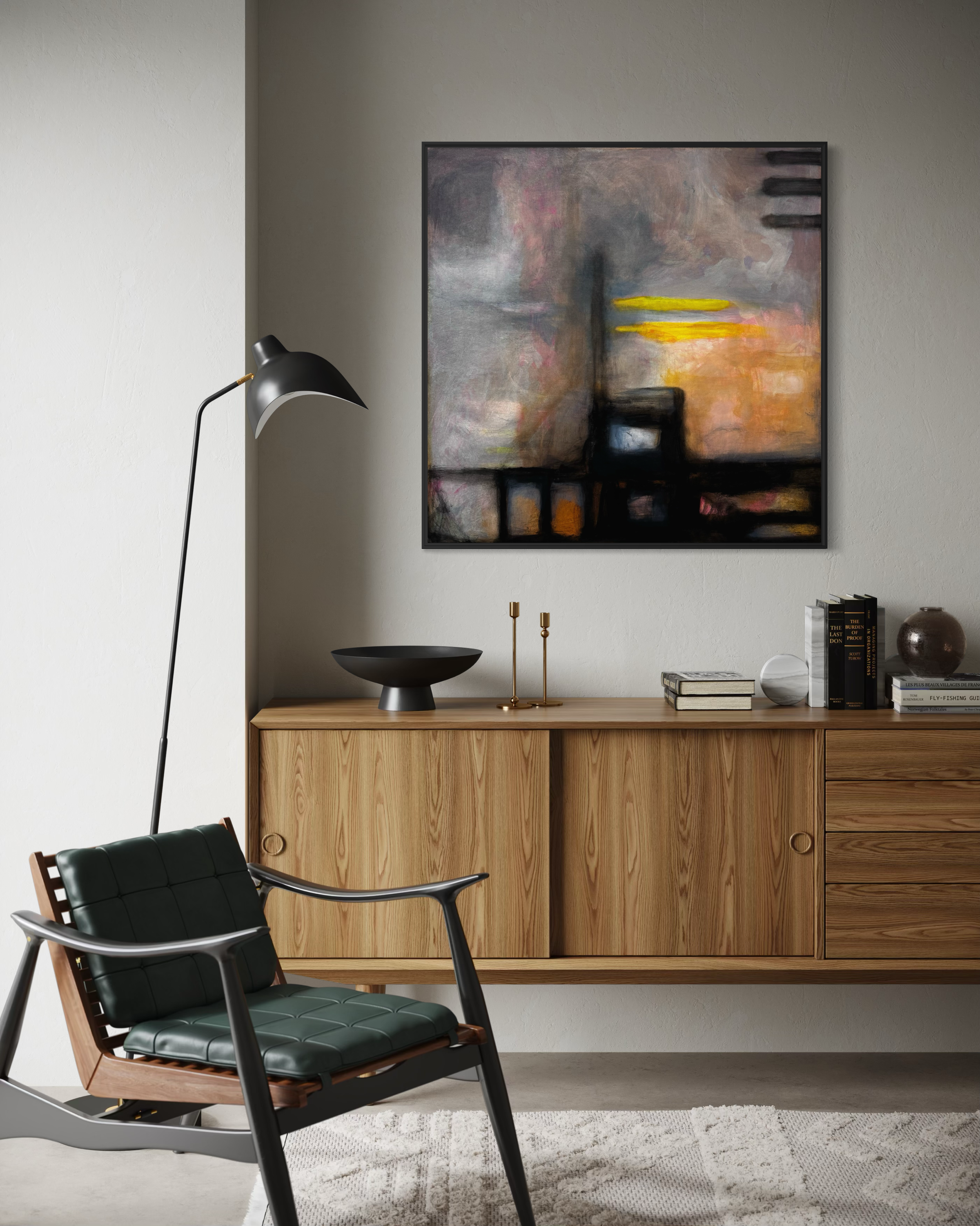 Mara Torres González, What Remains Lit, 2026, Acrylic on canvas, 36 x 36 inches, framed, $3,600