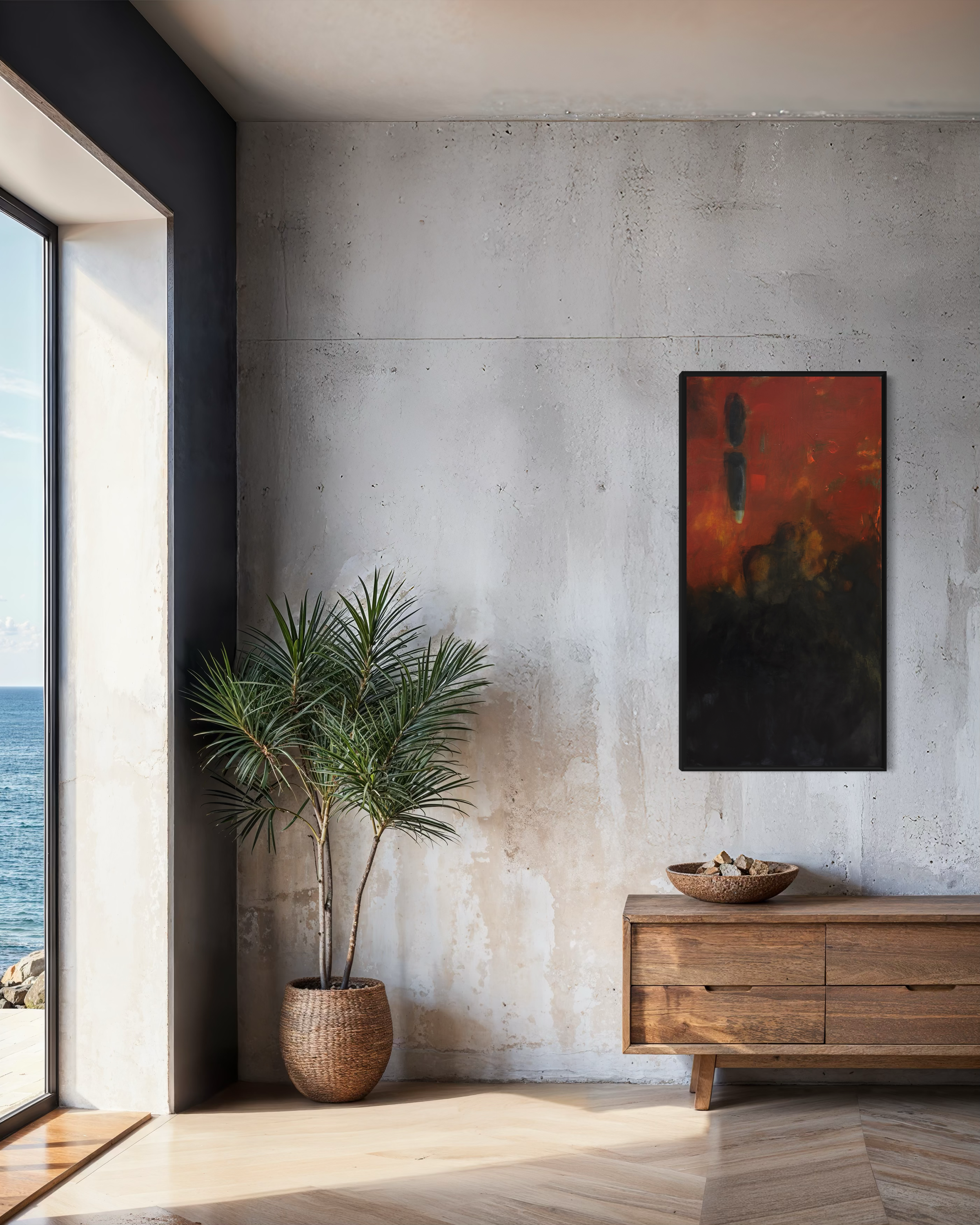 Mara Torres González, The Quiet Dark, 2026, Acrylic on canvas, 48 x 24 inches, framed, $3,200