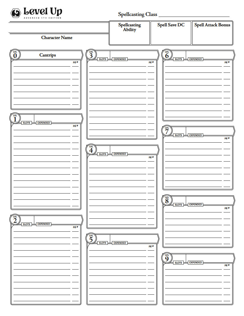 Let S Look At The Level Up Character Sheet Level Up Advanced 5th Edition A5e