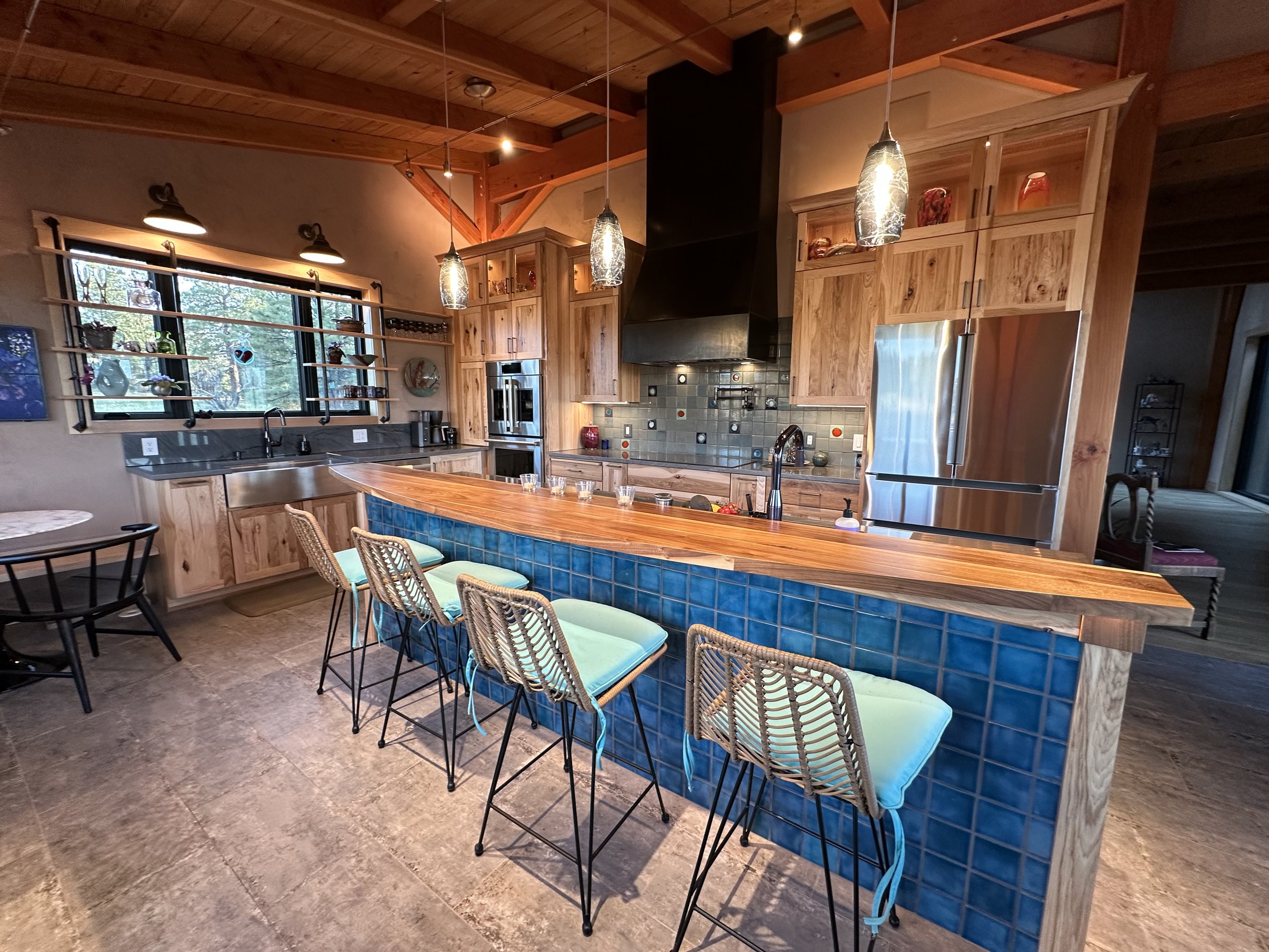 Curved Walnut Bartop in Pagosa Springs, CO. Made in Durango.