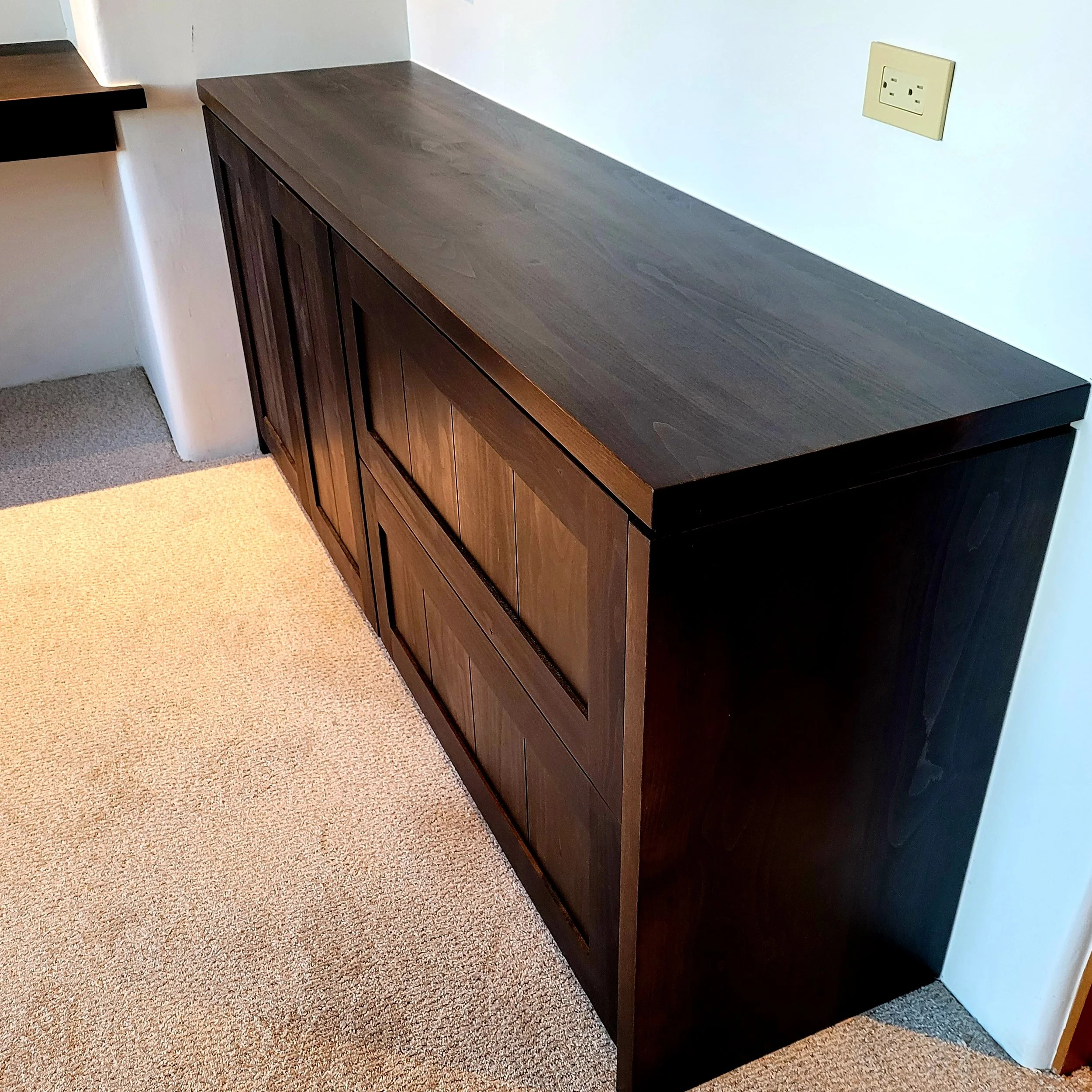 Custom Filing Cabinet with Hardwood Countertop and Waterfall Side