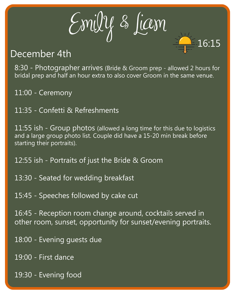 Planning to perfection - A guideline on wedding timings — Leah Karen ...