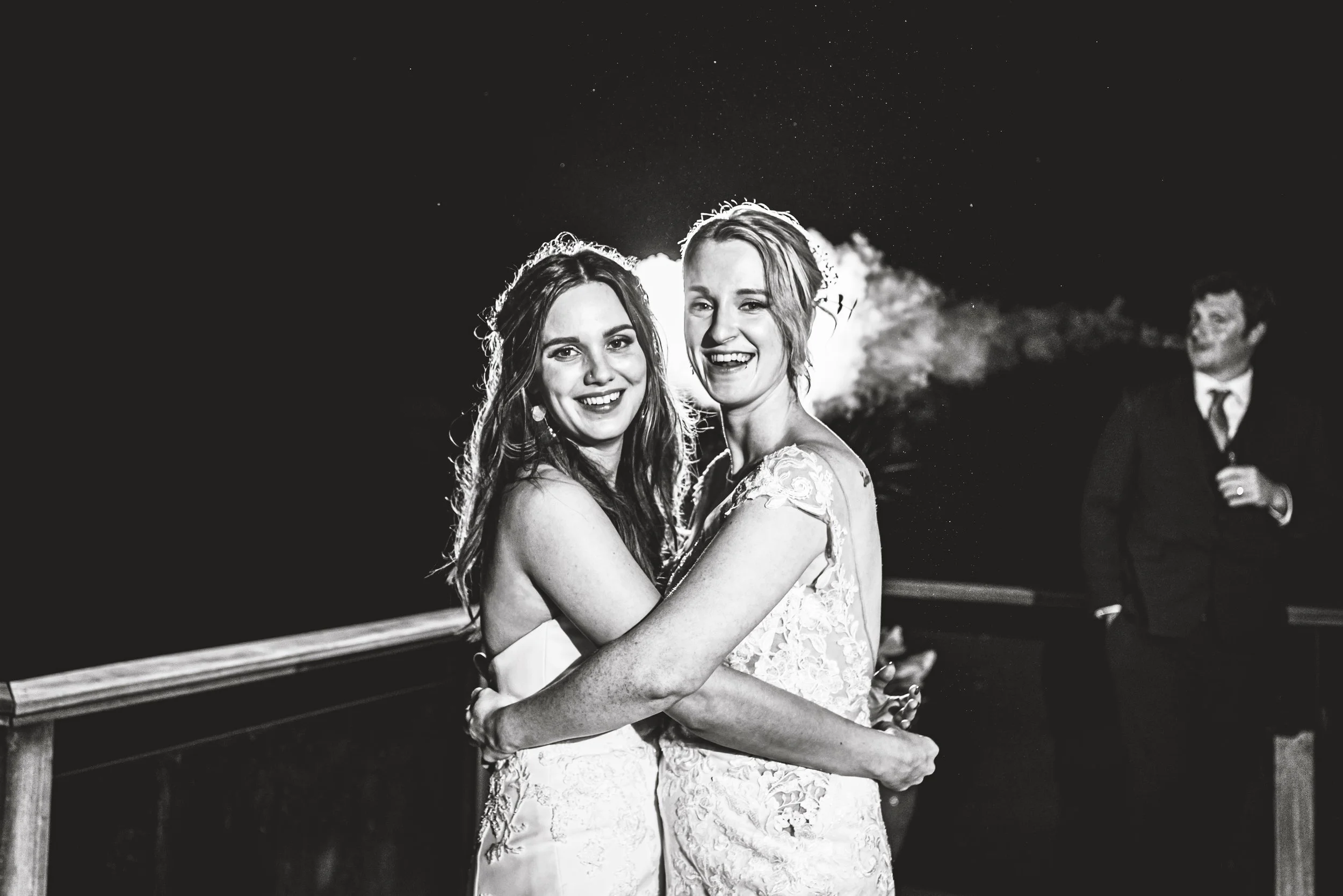 Storytelling wedding photography in Cornwall, Southwest UK. Fun, creative beautiful wedding photography Cornwall. Fun photography. Creative wedding photography. Backlit wedding portrait. Night time wedding portrait. Leah Karen Photography. Leah K-Pho